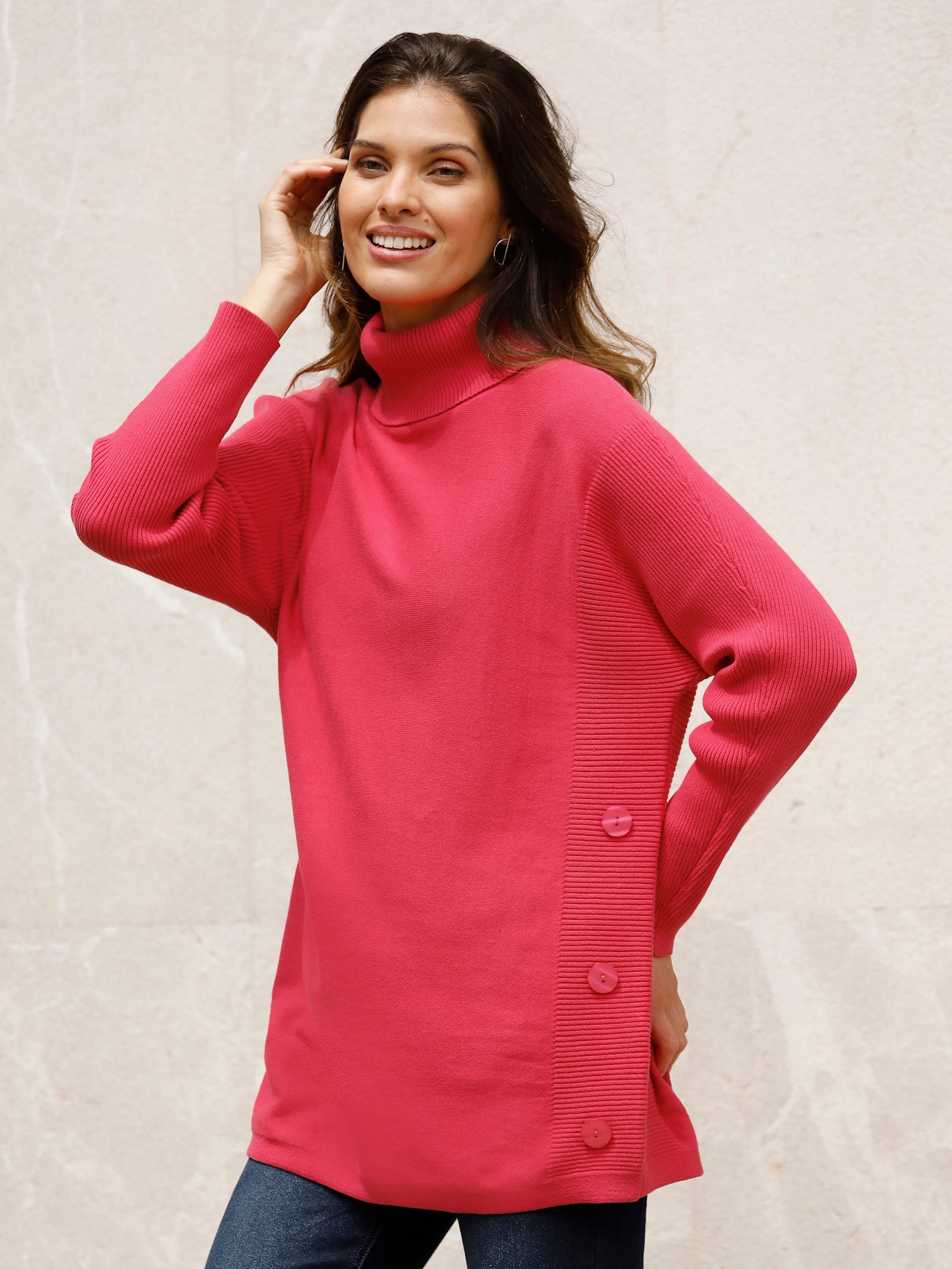 Pullover met lange vleermuismouwen - pink