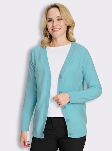 Strickjacke mit Raglan-Ärmeln - aquamarin