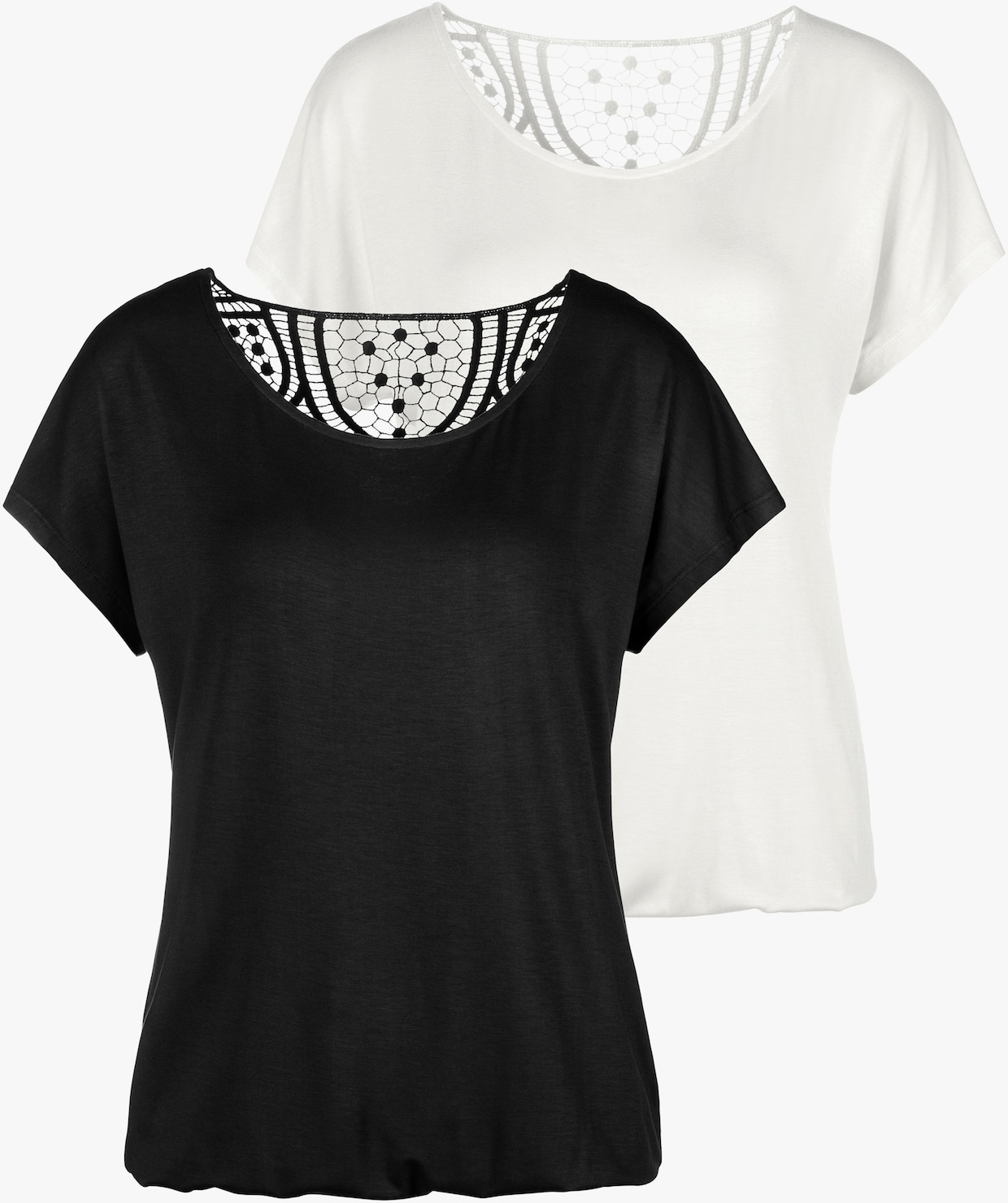 Vivance Shirt met korte mouwen - crème, zwart