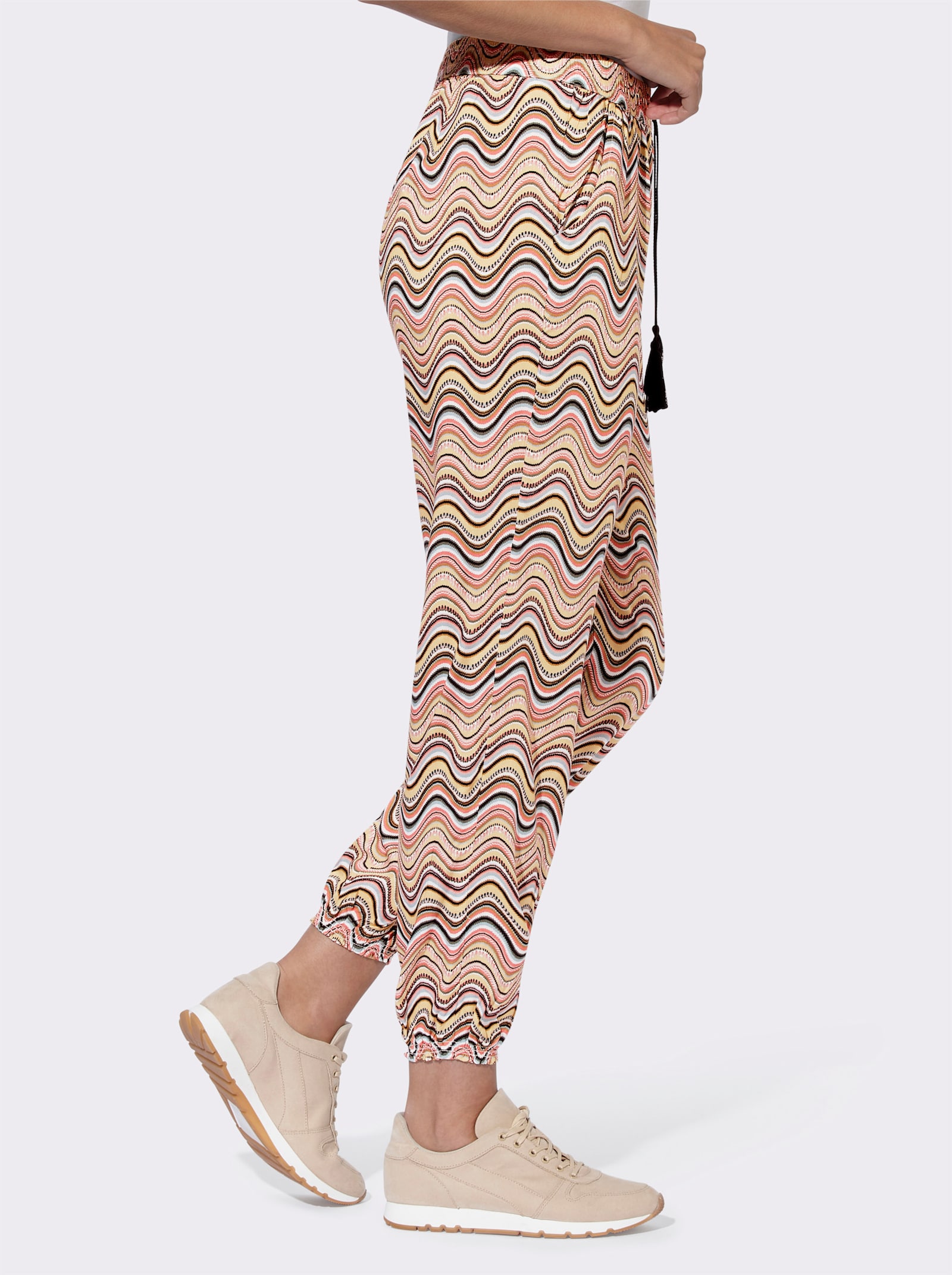 heine Webhose mit elastischem Bund - flamingo-schwarz-bedruckt