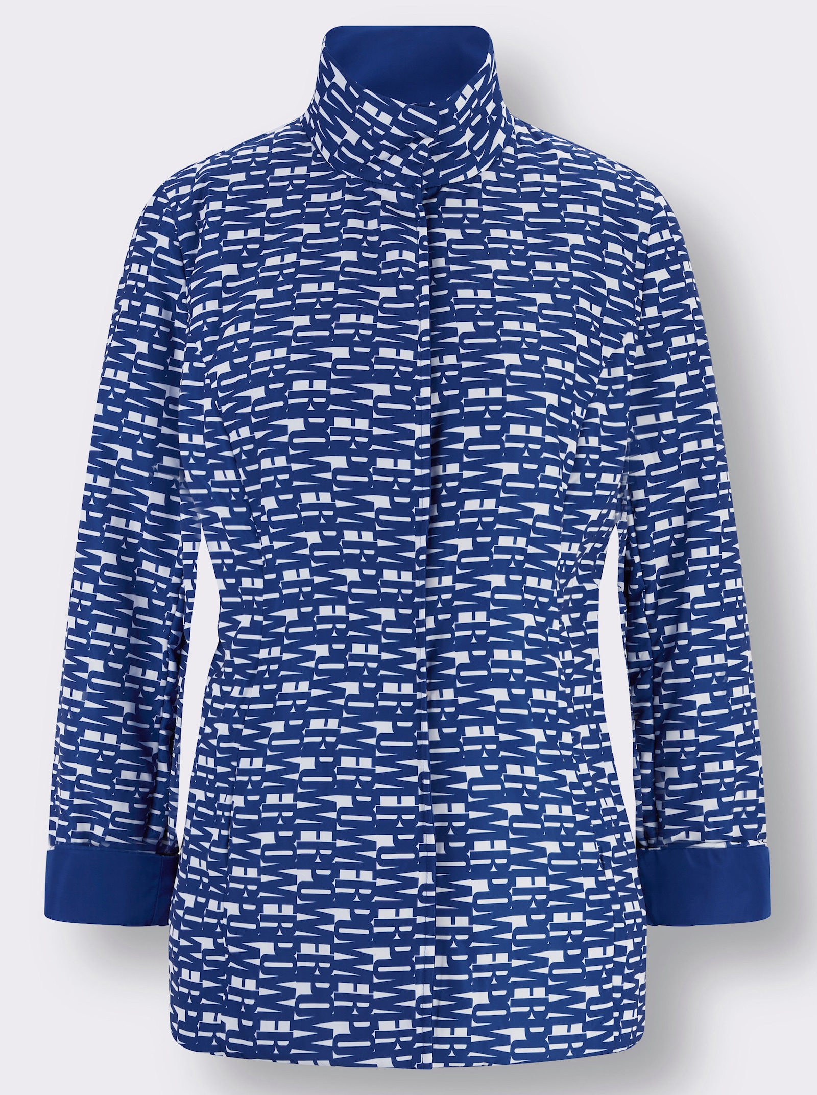 Wendejacke mit leichter Wattierung - royalblau-weiß-bedruckt