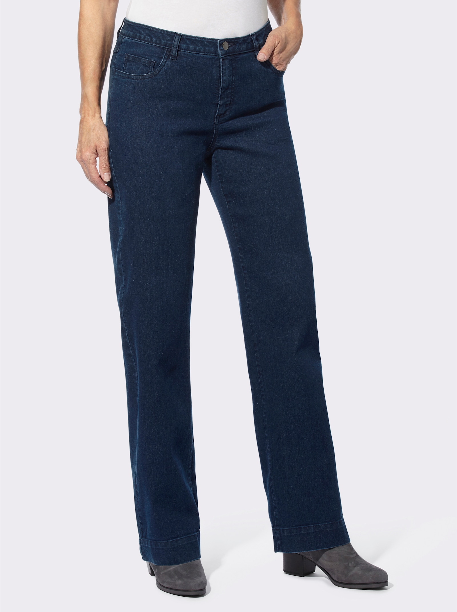 Jeans mit weitem Bein - blue-stone-washed