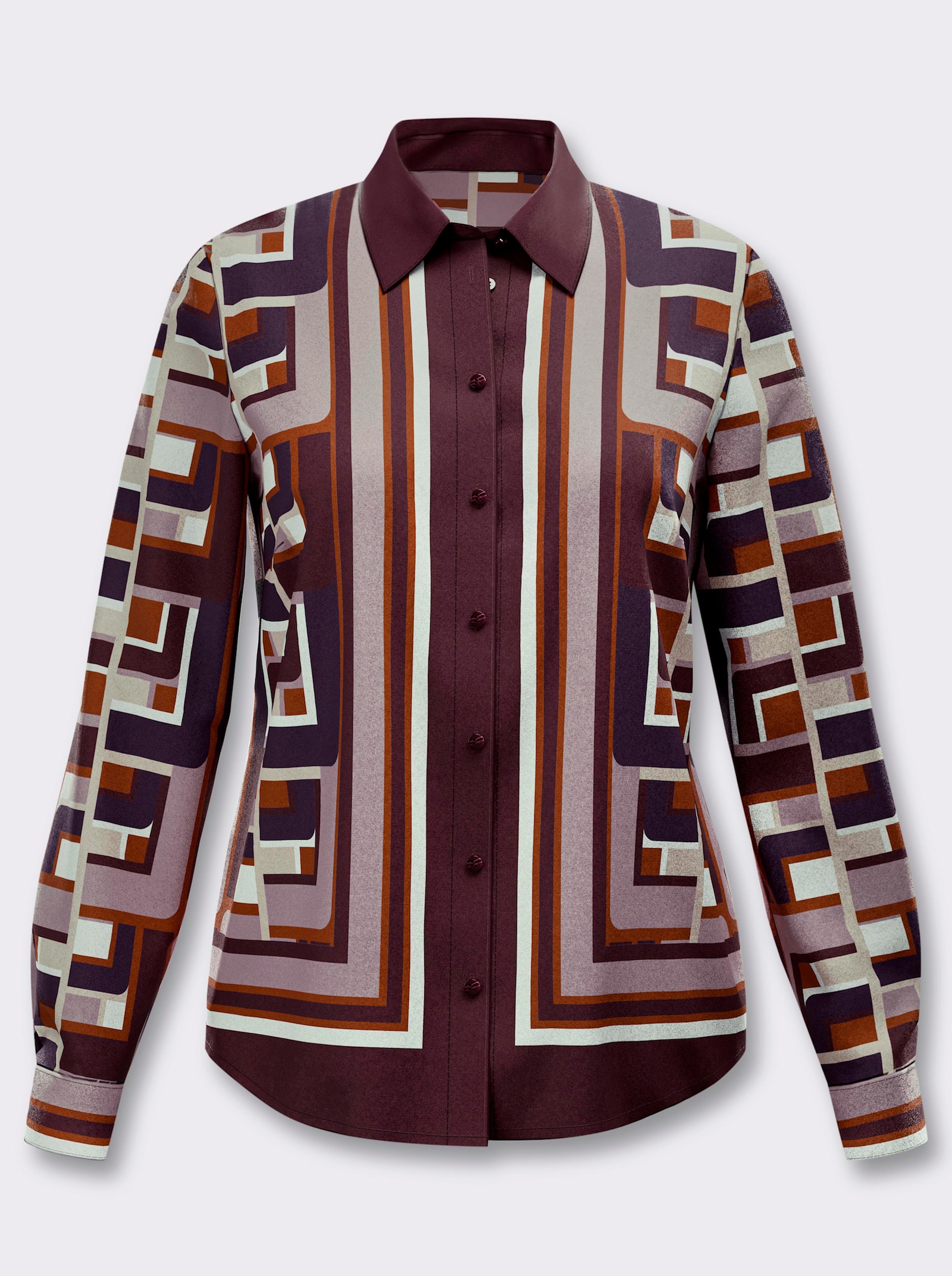 heine Druckbluse mit Grafik-Dessin - burgund-mauve-bedruckt