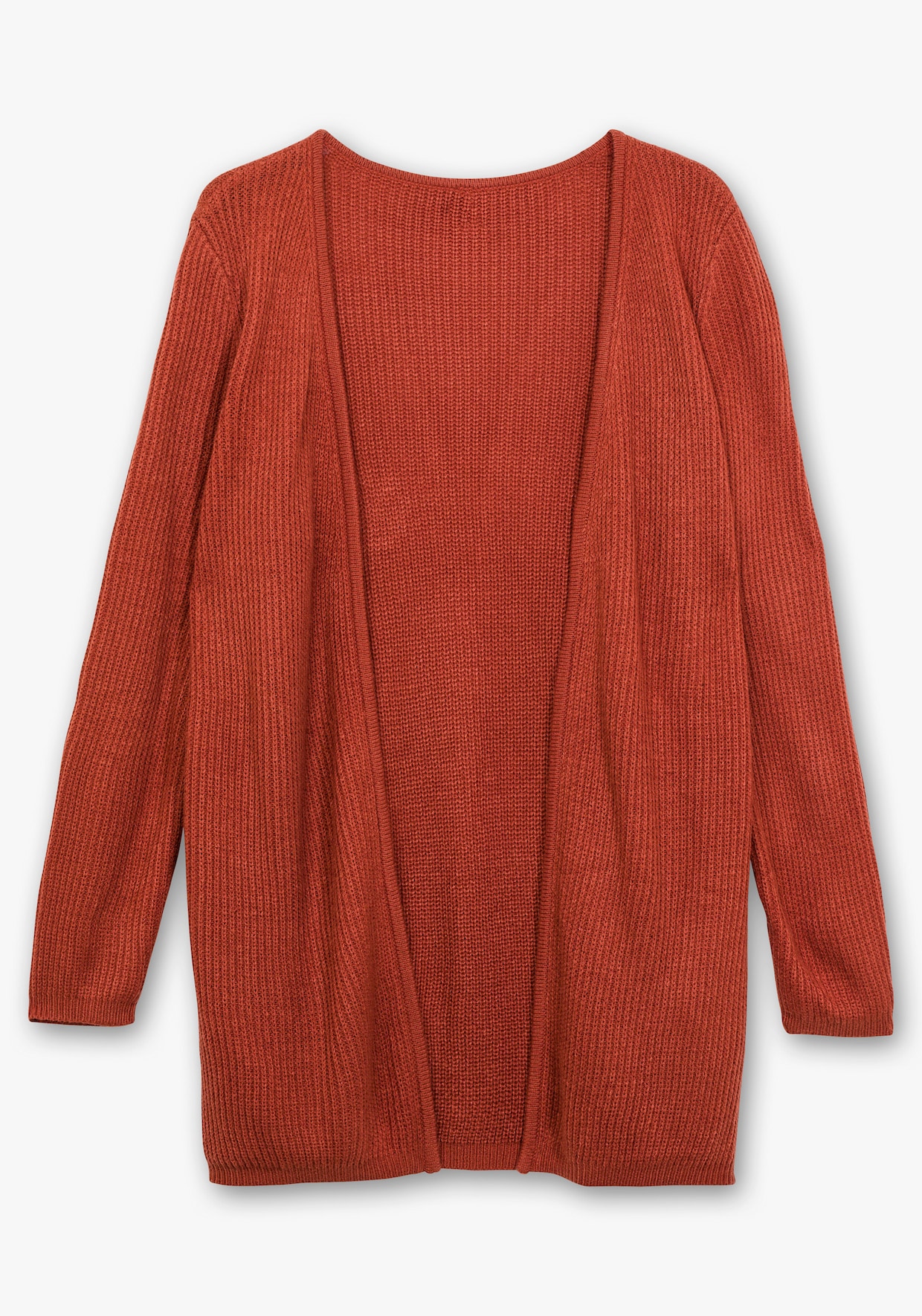 Strickjacke mit gerippten Abschlüssen - rostrot