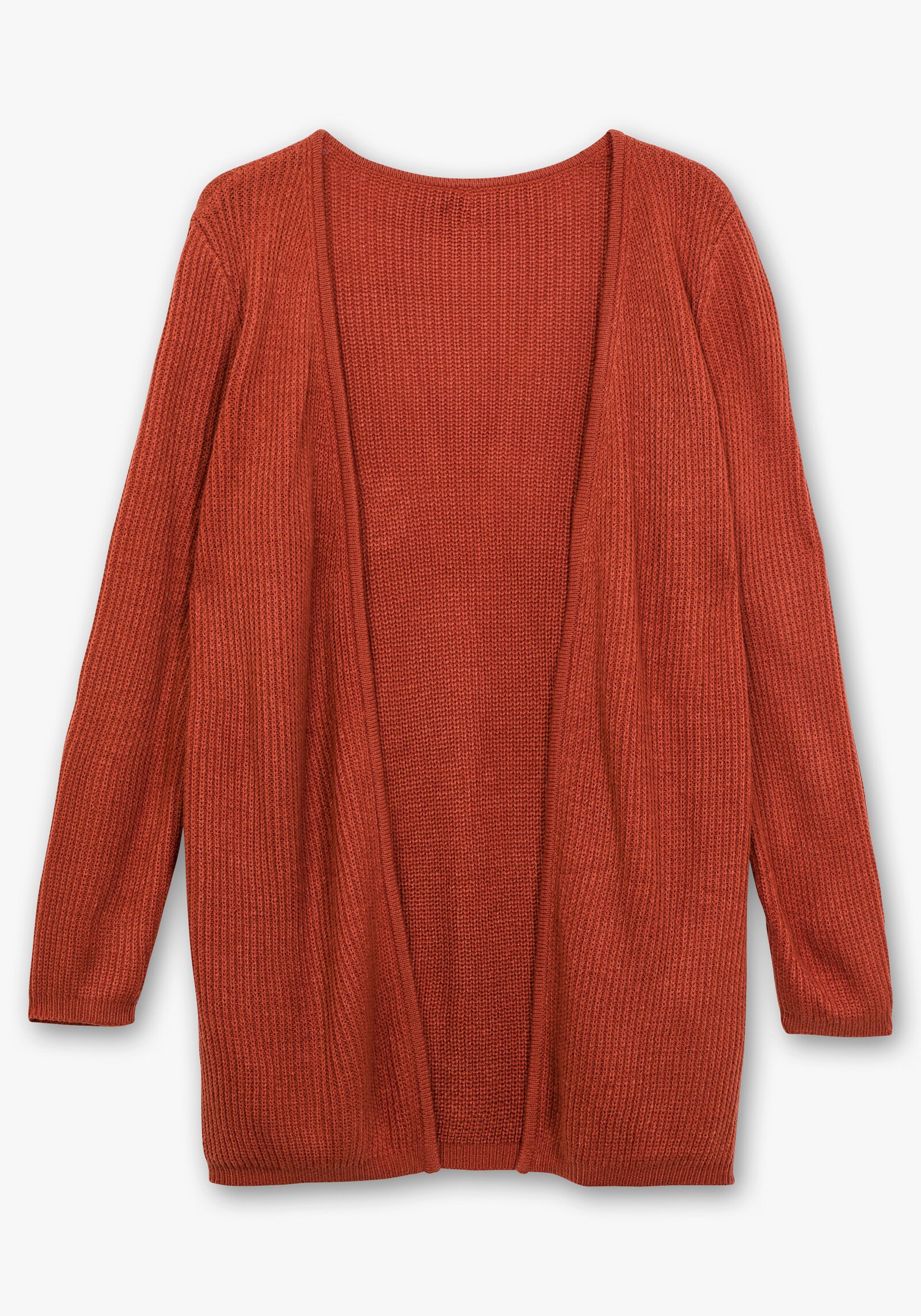 Strickjacke mit gerippten Abschlüssen - rostrot