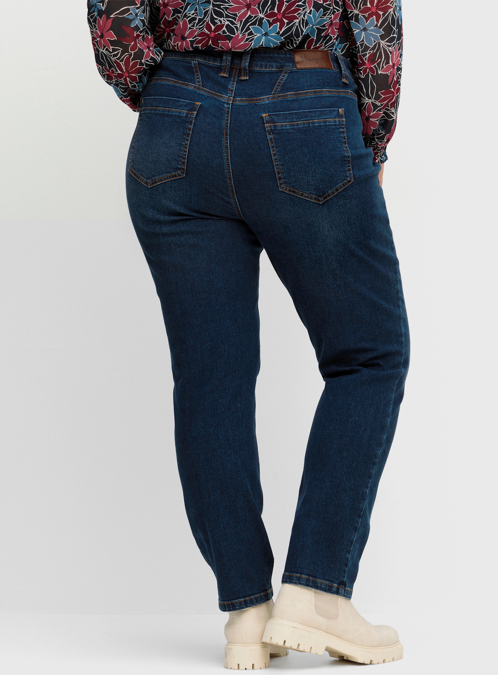sheego Jeans schmal, mit extra-weitem Oberschenkel - dark blue denim