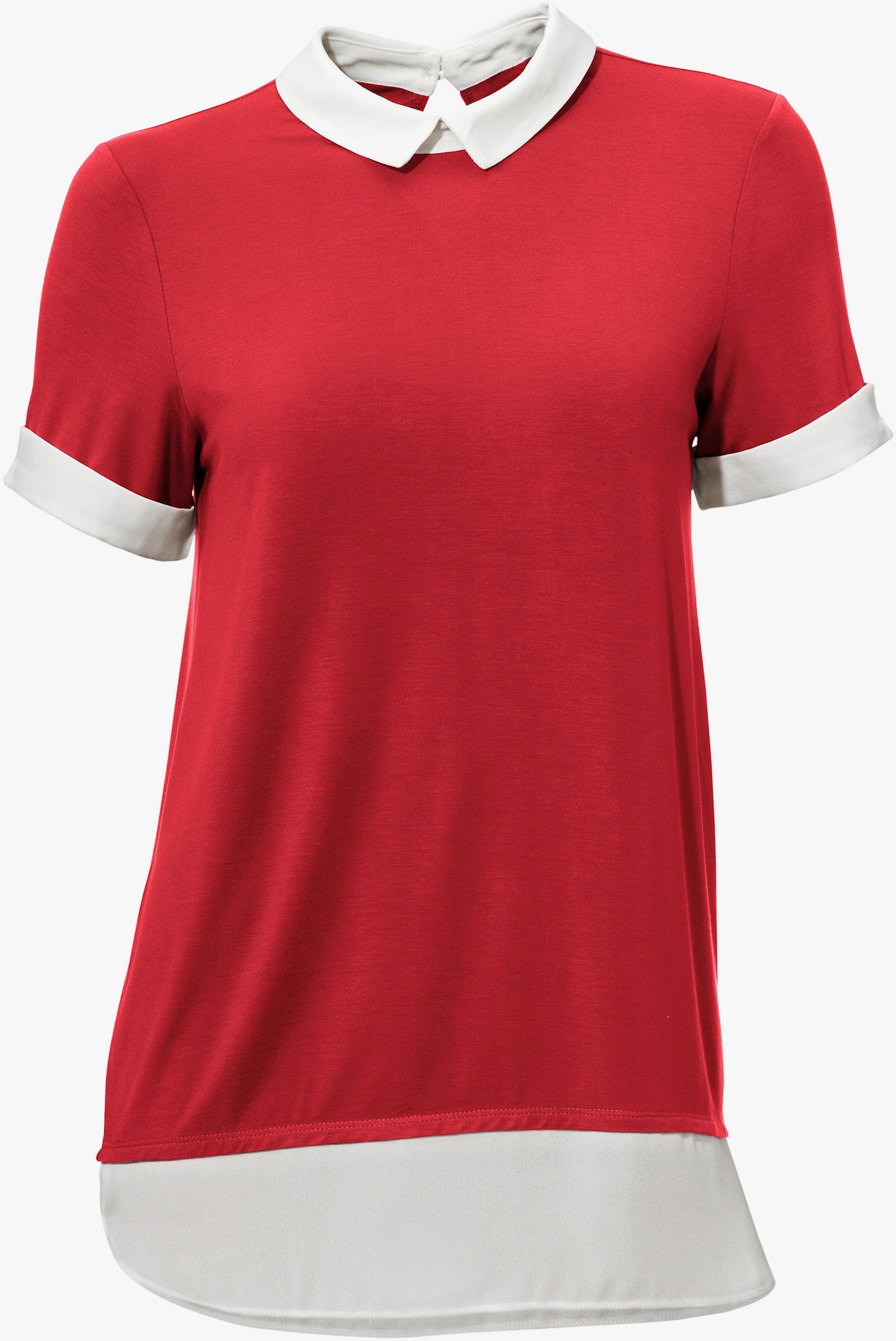 heine T-shirt 2 en 1 avec empiècements en mousseline - rouge