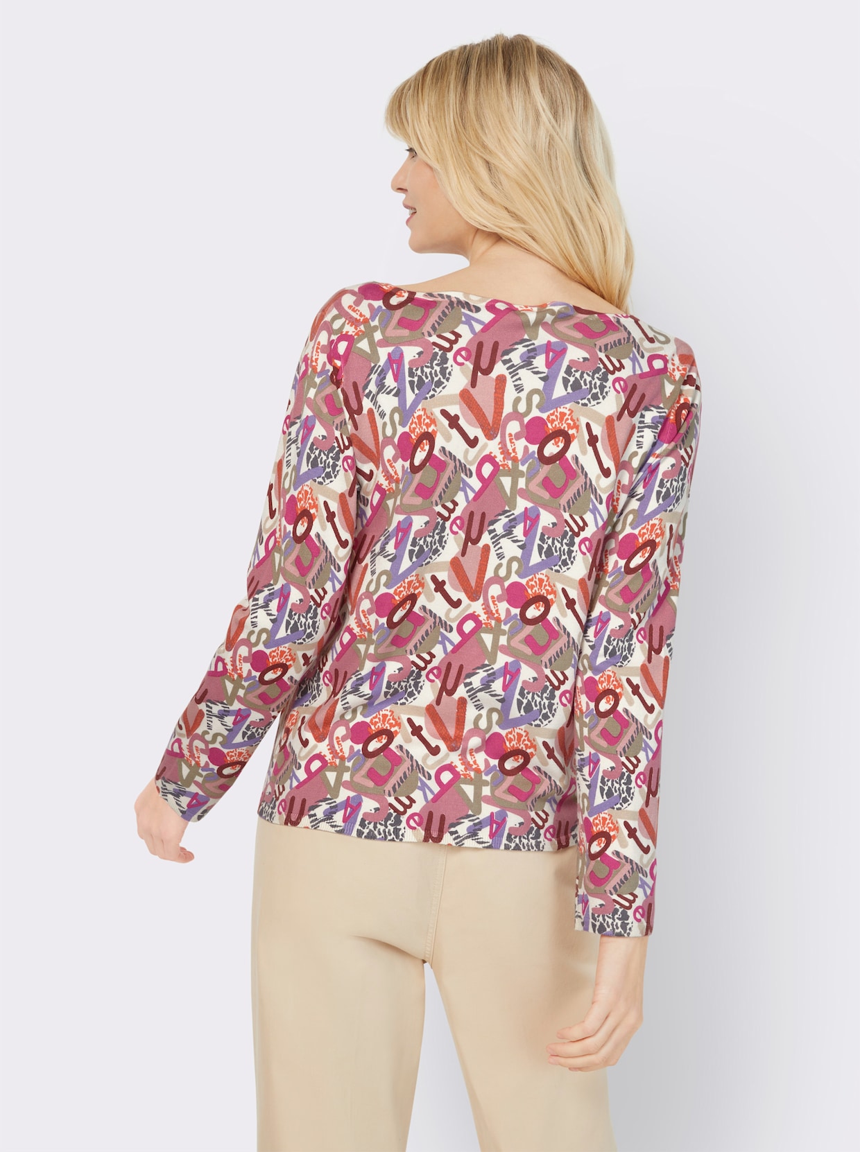 heine Pullover met print - champagne/hortensia bedrukt