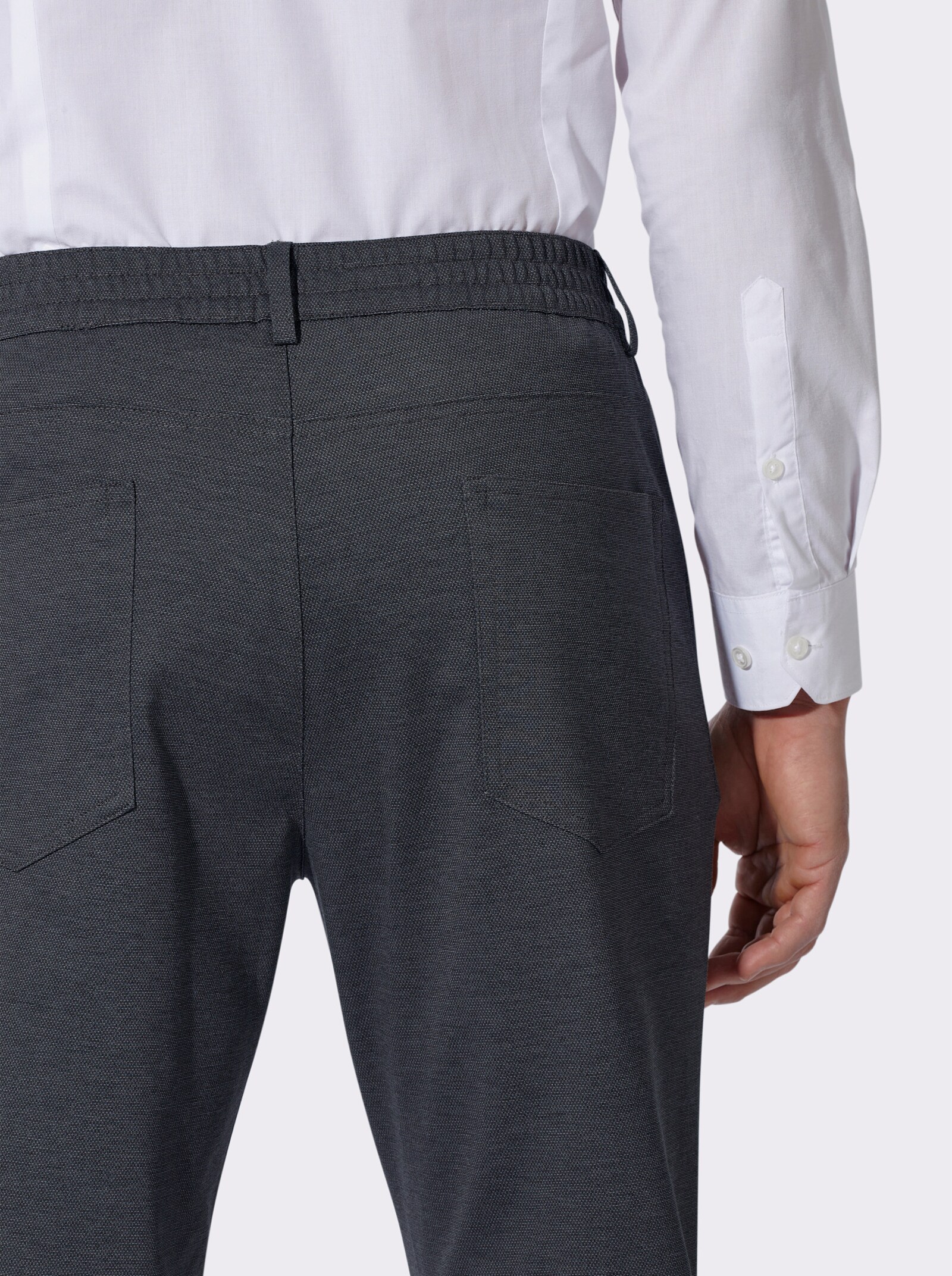 5-Pocket-Hose mit Rundum-Dehnbund - marine-meliert