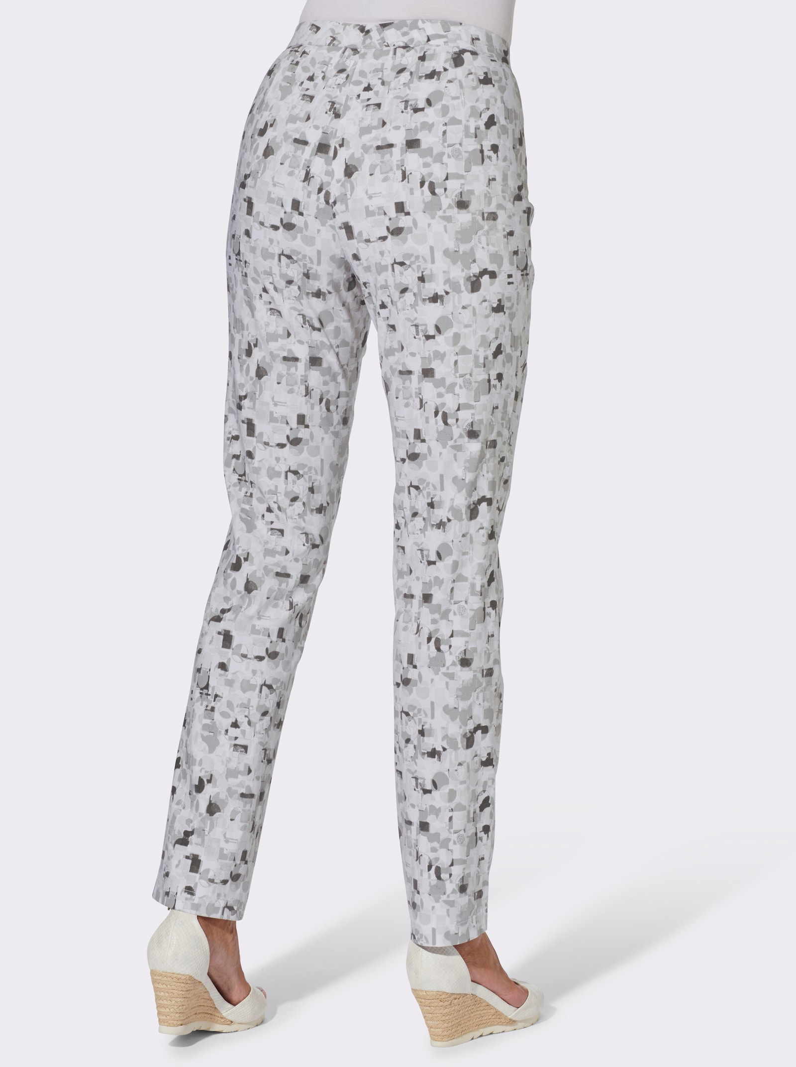 Bengalinhose im Grafik-Dessin - hellgrau-steingrau-bedruckt