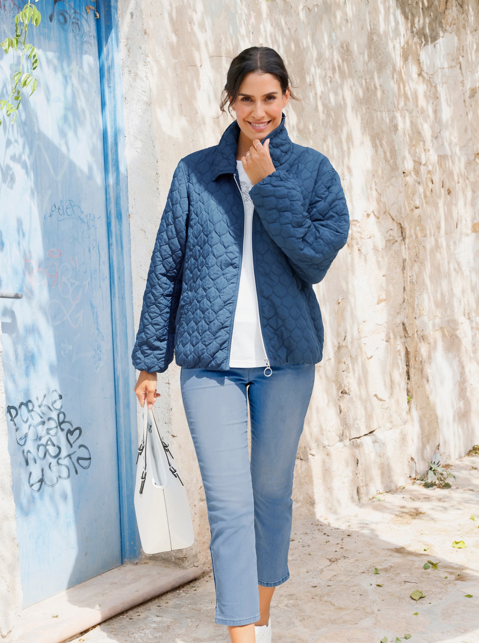 Blouson-Jacke , leicht wattiert - dunkelblau
