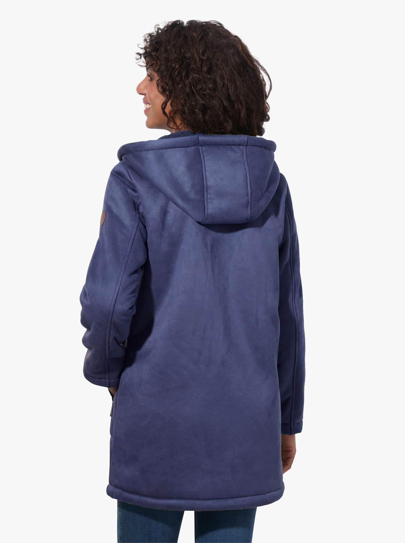 Outdoorjacke in Lammfelloptik - marine