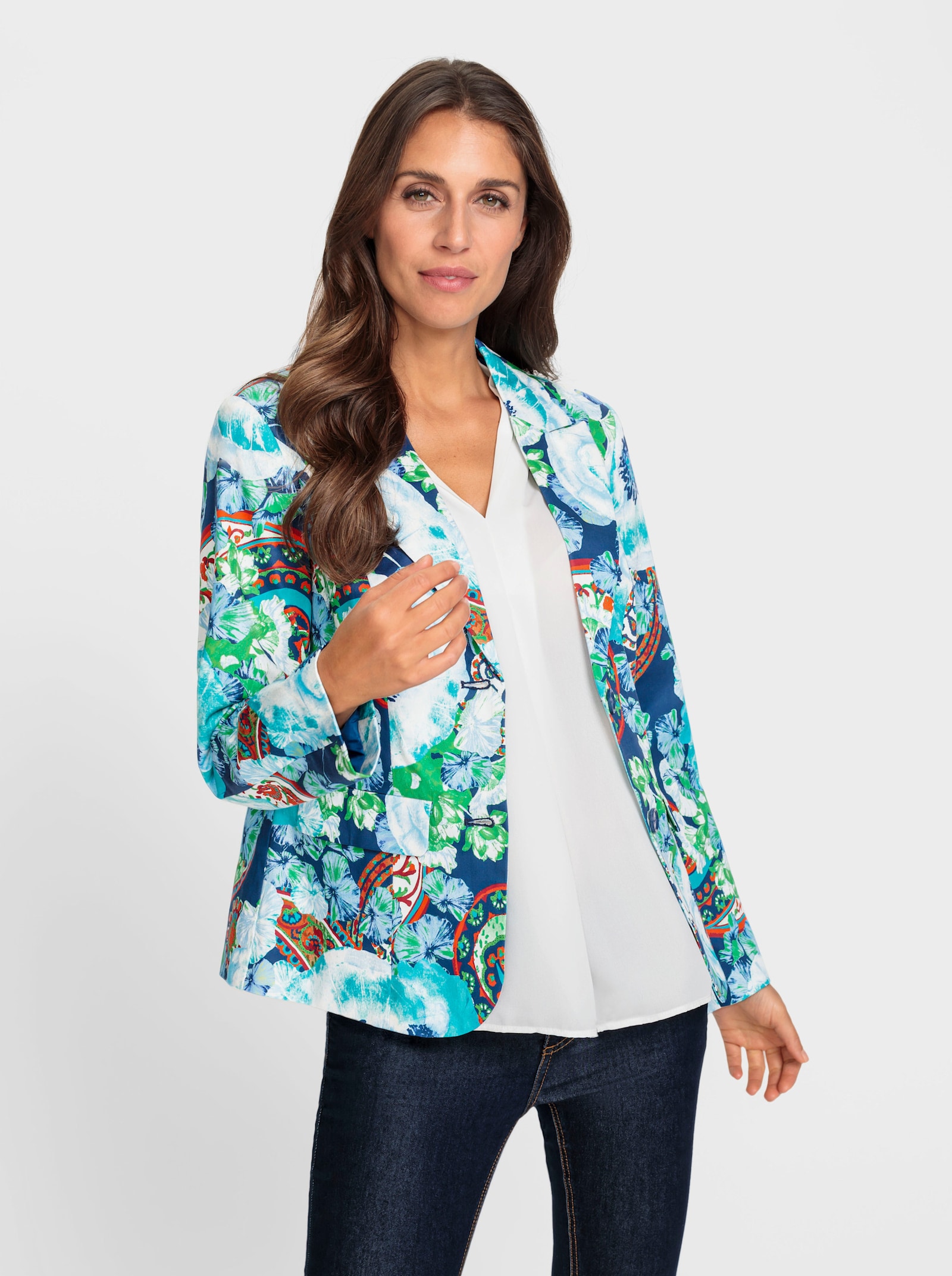 heine Blazer mit Blüten-Print - aqua-türkis-bedruckt