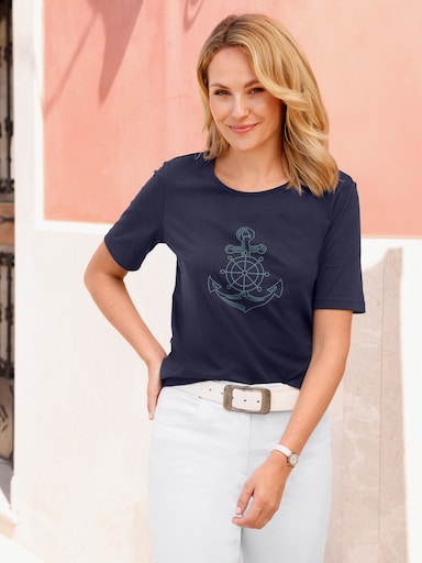 Shirt met korte mouwen en ankermotief - marine