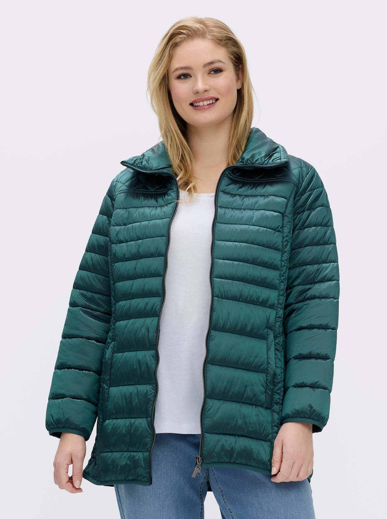 Steppjacke mit dezentem Glanz - petrol