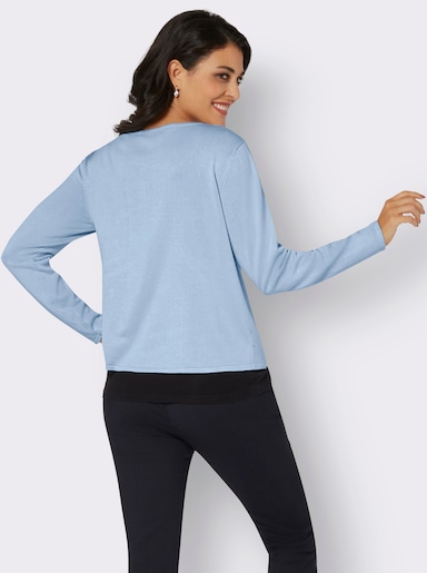 Feinstrickjacke mit kleinen Glitzersteinchen - hellblau