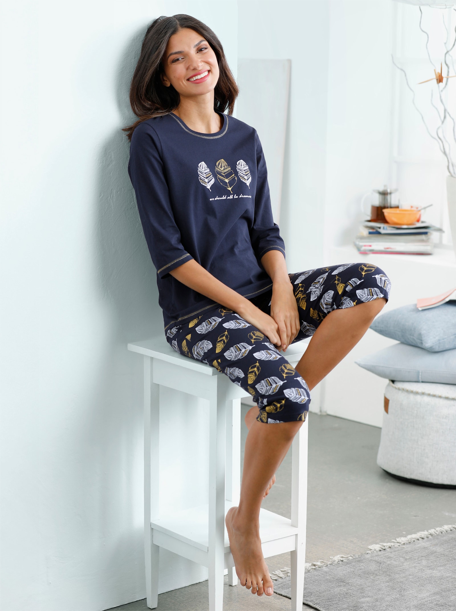 wäschepur Pyjama avec effets brillants - marine