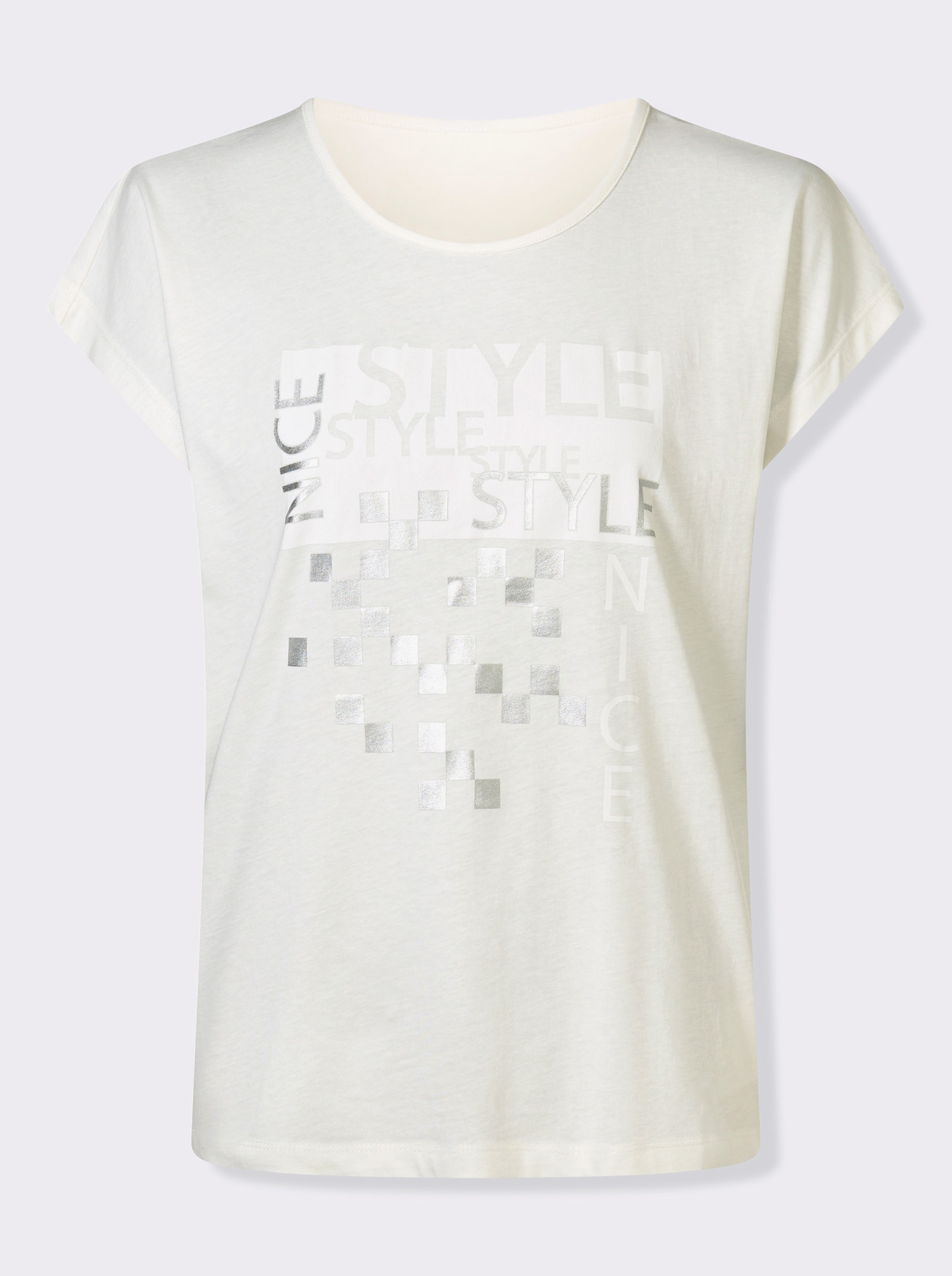 Tričko, krátke rukávy, strieborné efekty - svetlobéžová