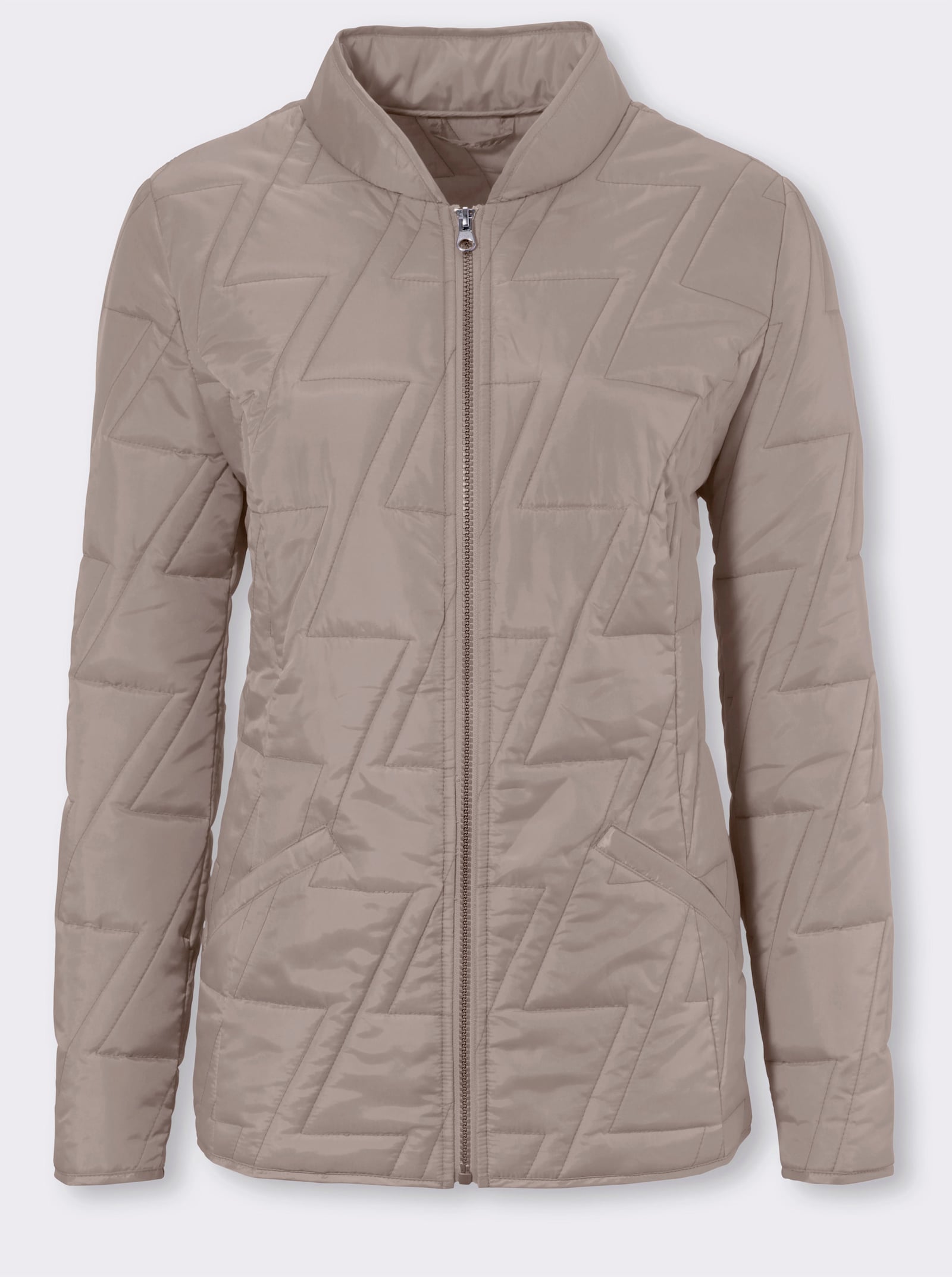 Prešívaná bunda s kľukatým vzorom - hnedosivá