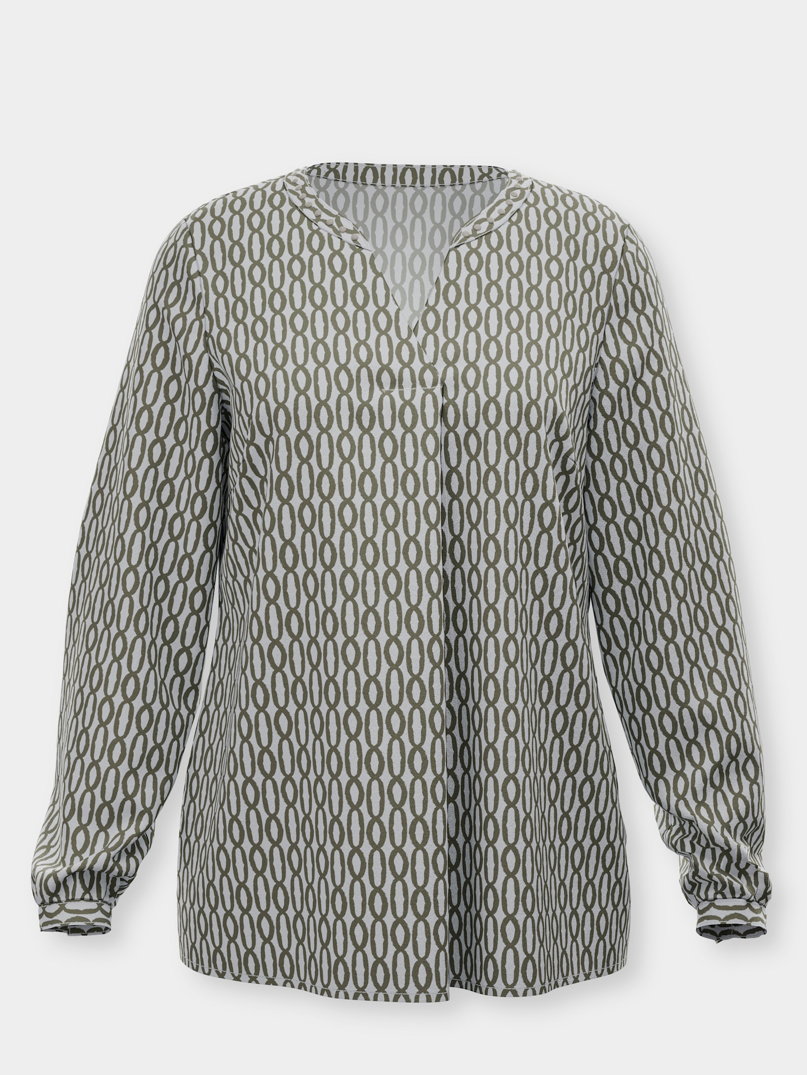 heine Druckbluse mit Ziernieten - ecru-khaki-bedruckt