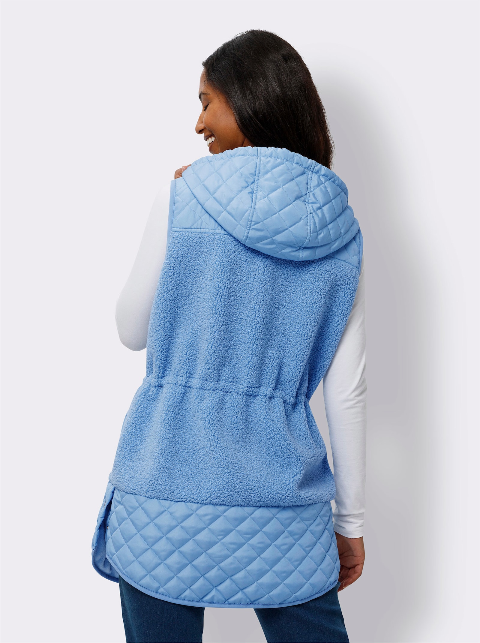 heine Fleeceweste mit Stepp-Partien - himmelblau