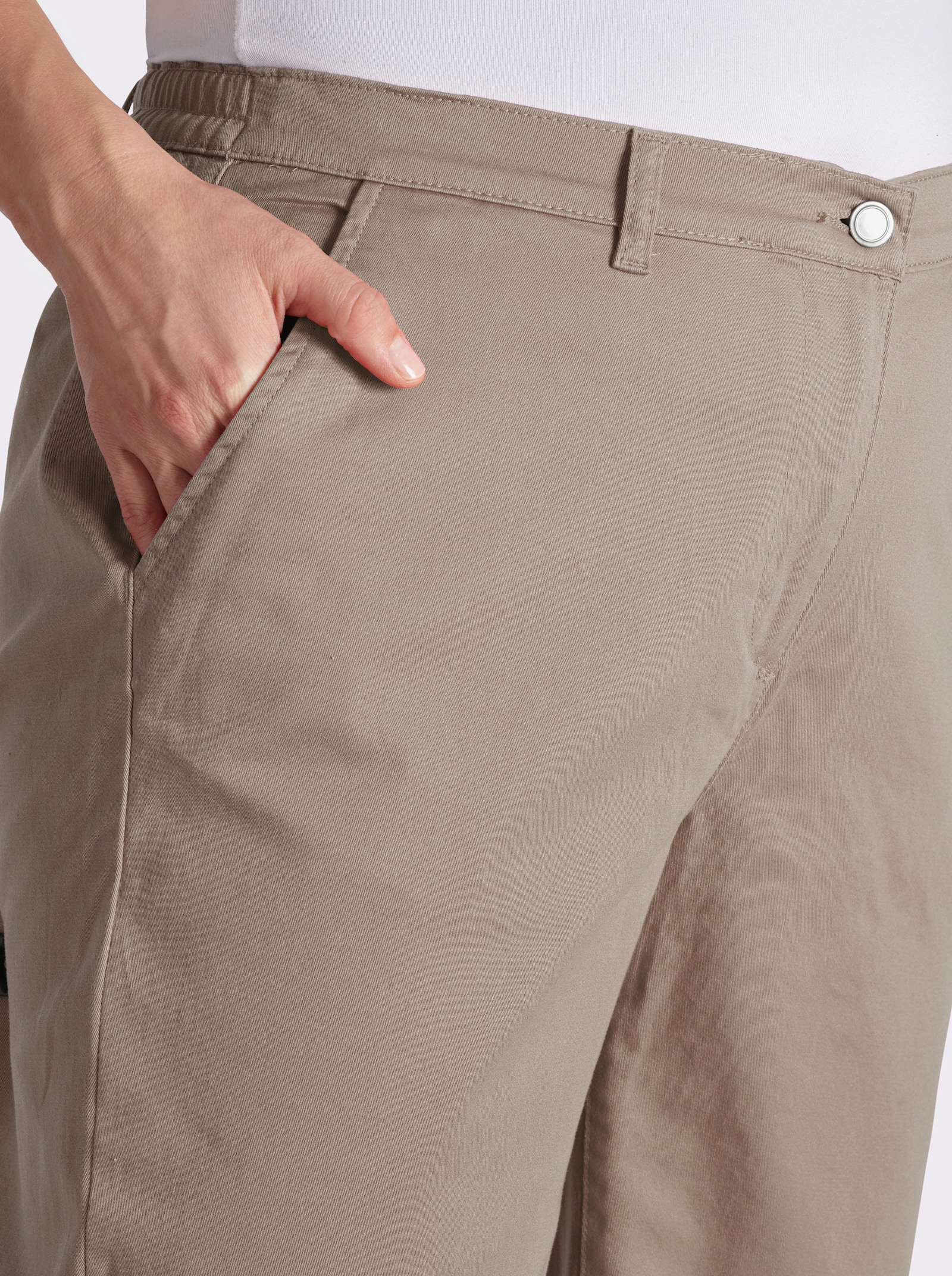 Jeansbermudas mit Dehnbund hinten - sesam