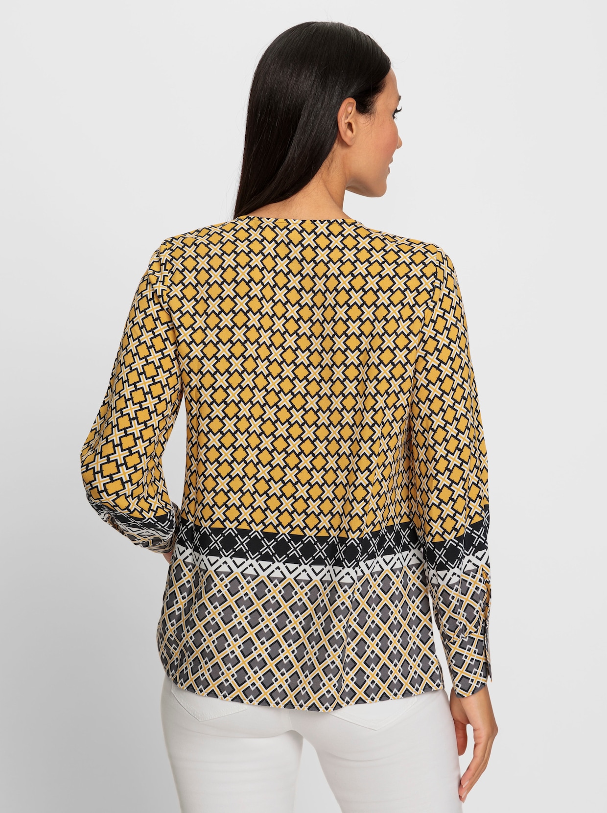heine Blouse met lange mouwen - oker/zwart bedrukt