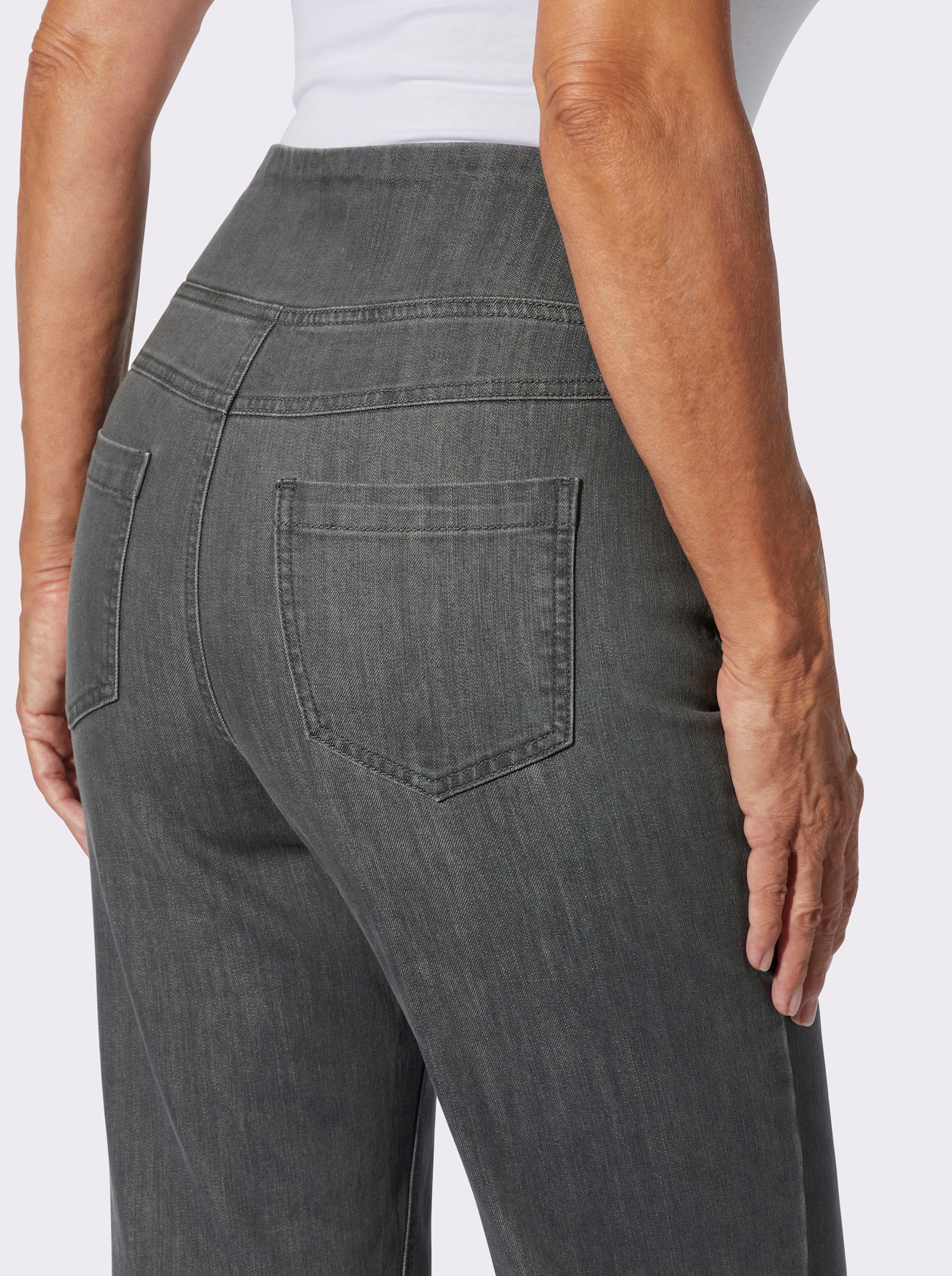 Gerade Jeans mit hohem Bund - grey-denim