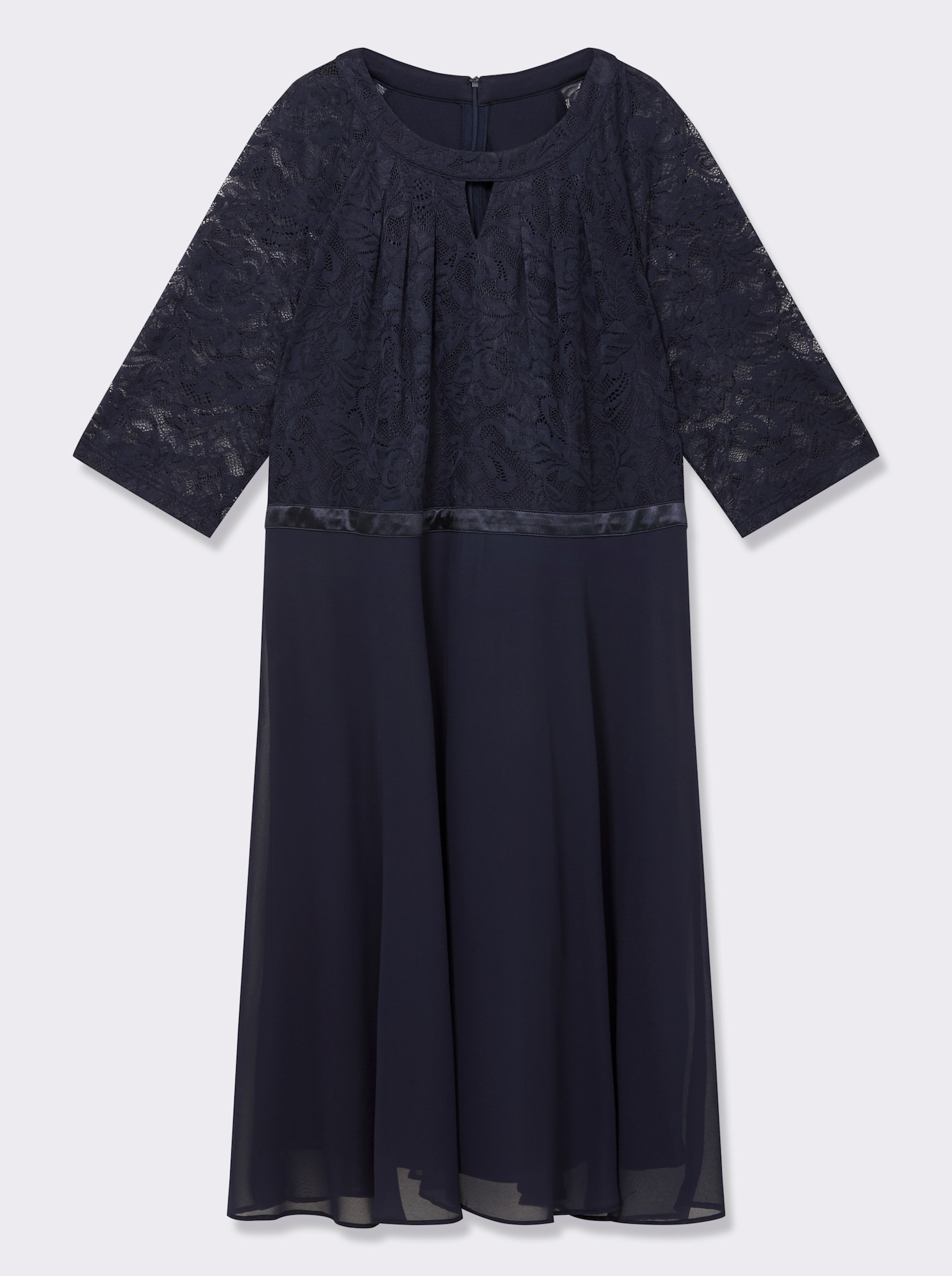 Spitzenkleid mit weitem Rockteil - marine