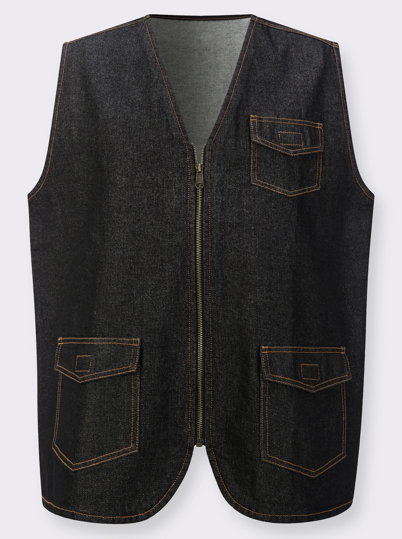 Jeansweste mit aufgesetzten Pattentaschen - graphit-denim