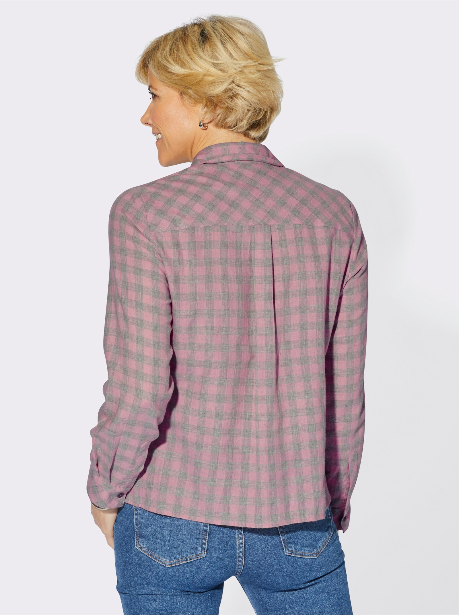Hemdbluse in Flanell-Qualität - hortensie-kariert