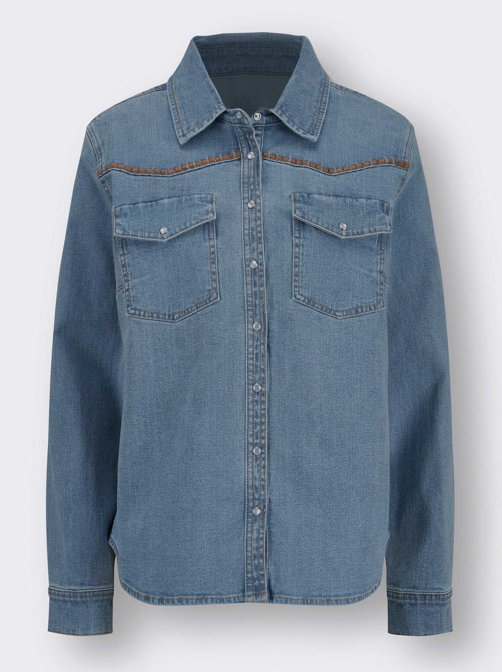 Overhemdblouse met siernaden - blue-bleached