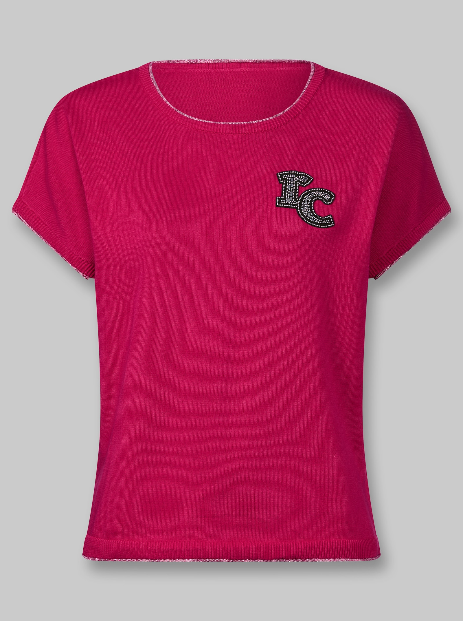 heine Kurzarmpullover mit RC-Applikation - pink