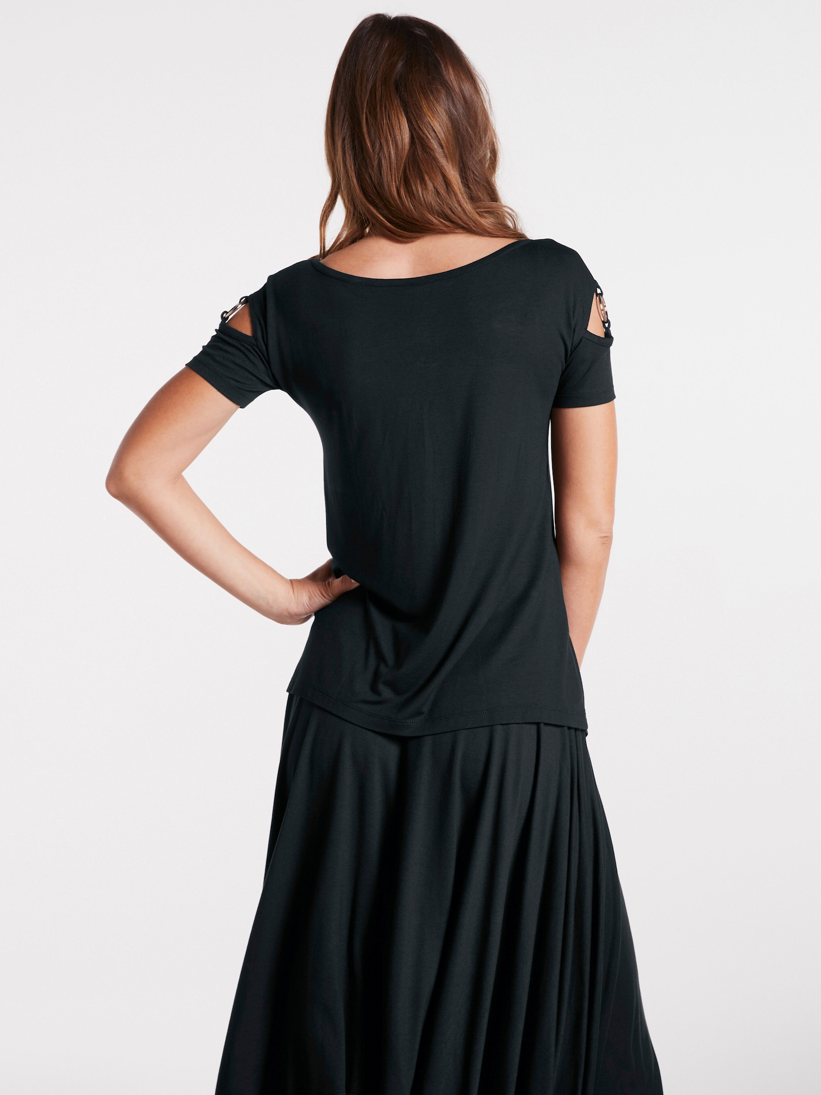 heine Kurzarmshirt mit asymmetrischem Ausschnitt - schwarz