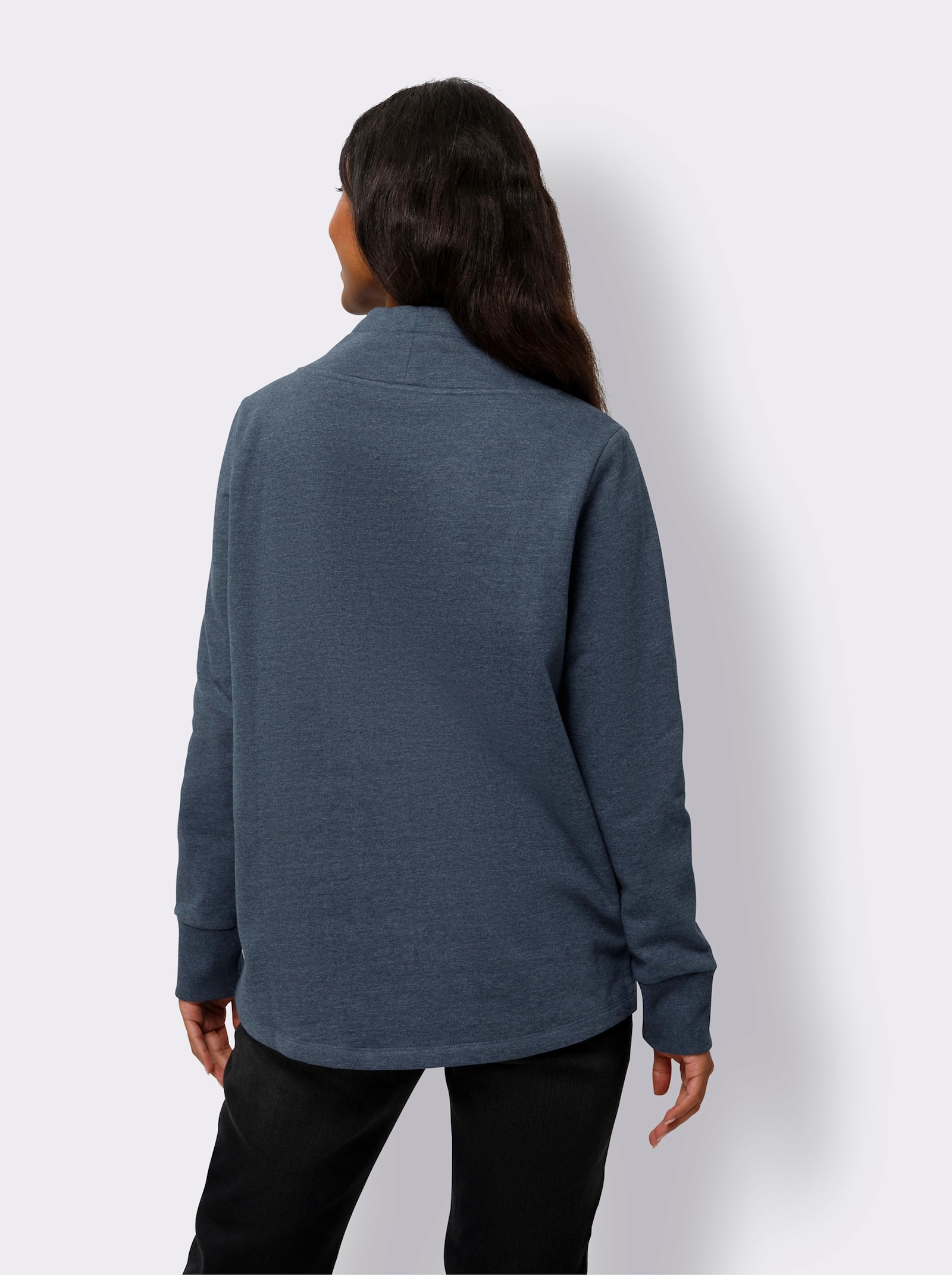 heine Longsweatshirt mit asymmetrischem Kragen - dunkelblau-ecru-meliert