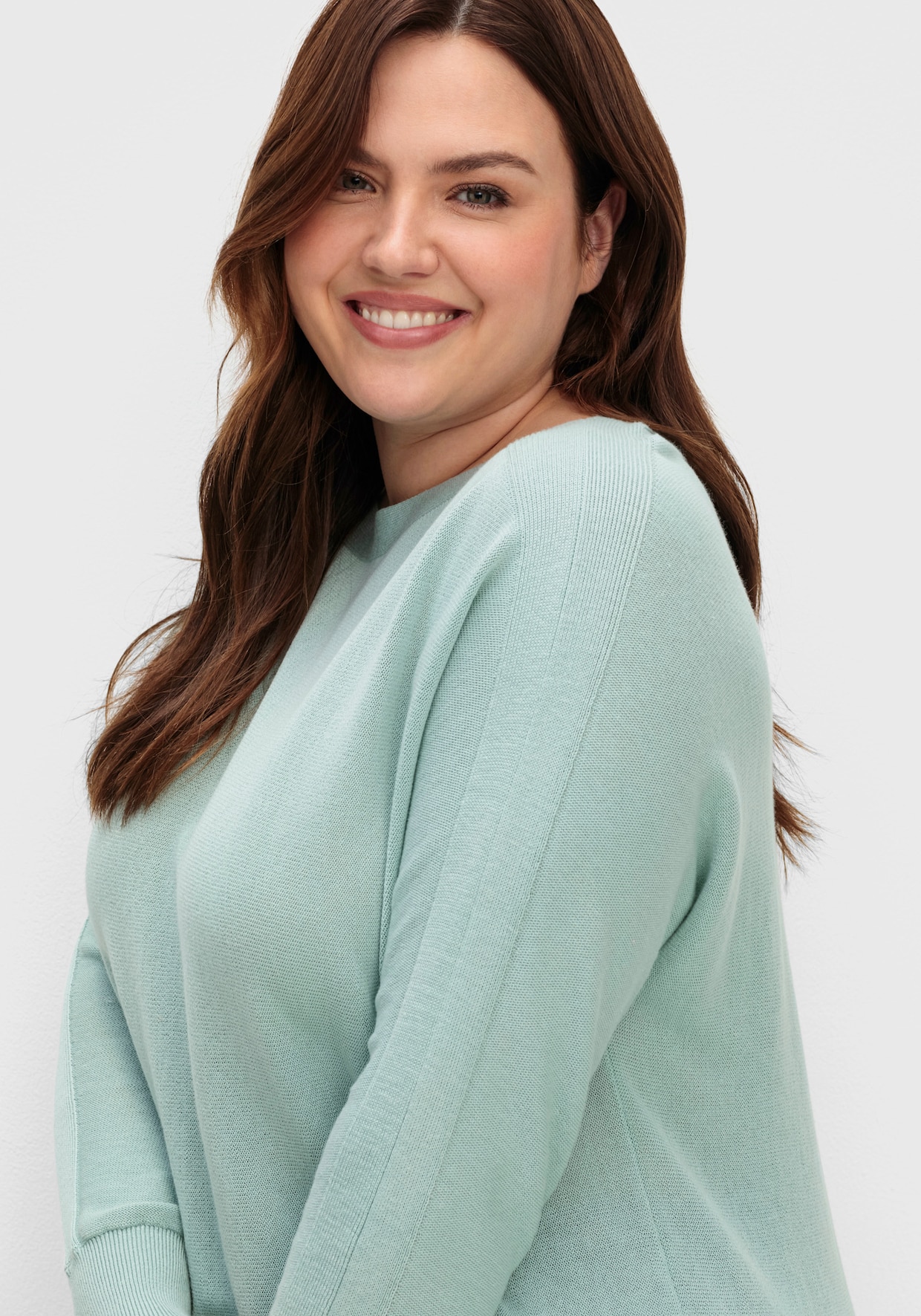 Langarm-Pullover in Jersey-Strick - kalkmint