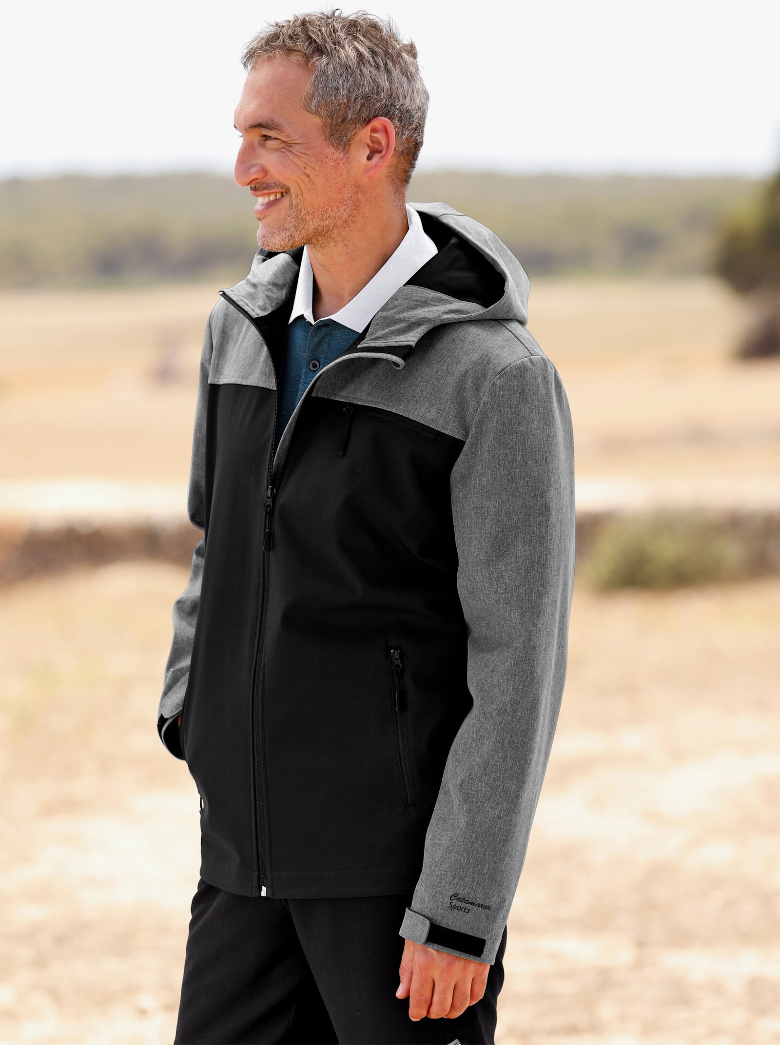 Catamaran Sports Funktionsjacke aus wind- und wasserabweisendem Softshell - grau-meliert