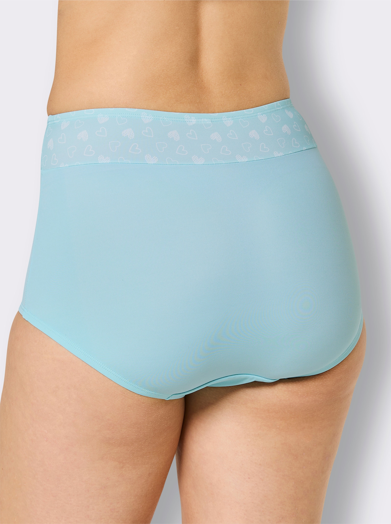 wäschepur Taillenslip mit Baumwoll-Zwickel - 2x mint-weiß-bedruckt + 1x mint