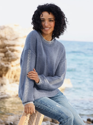 heine Strickpullover mit Kontrast-Details - rauchblau