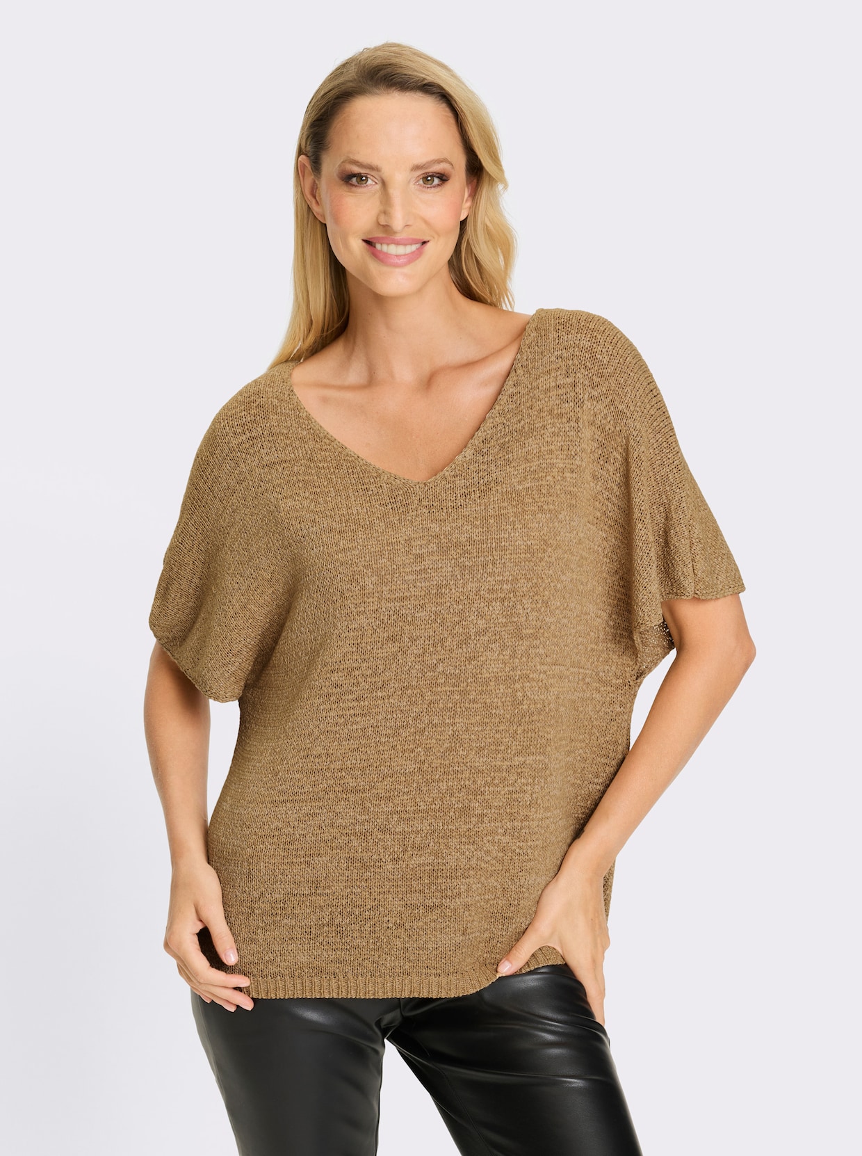heine Kurzarmpullover - camel