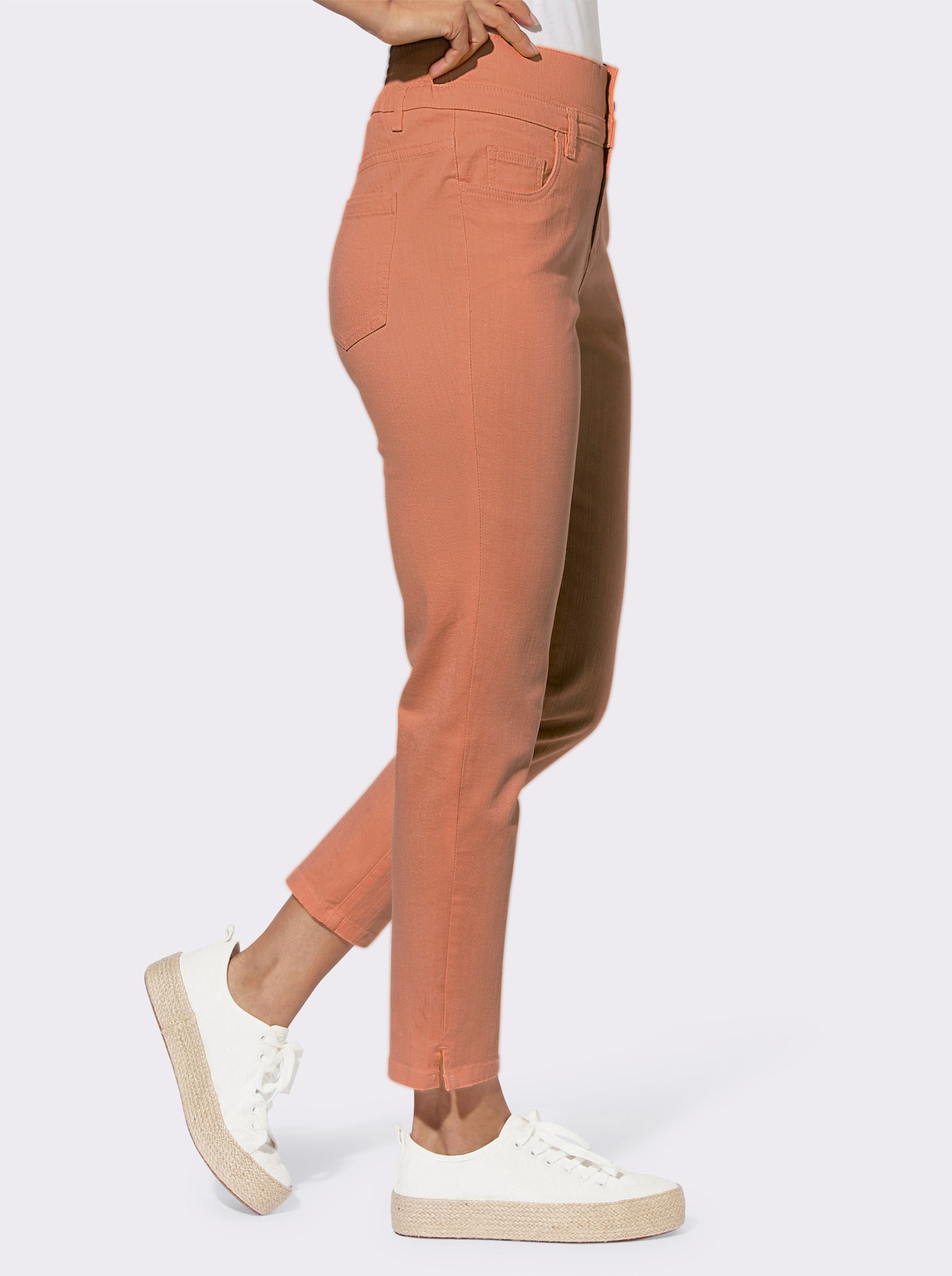 7/8-Hose mit Smok-Einsatz am Bund - papaya