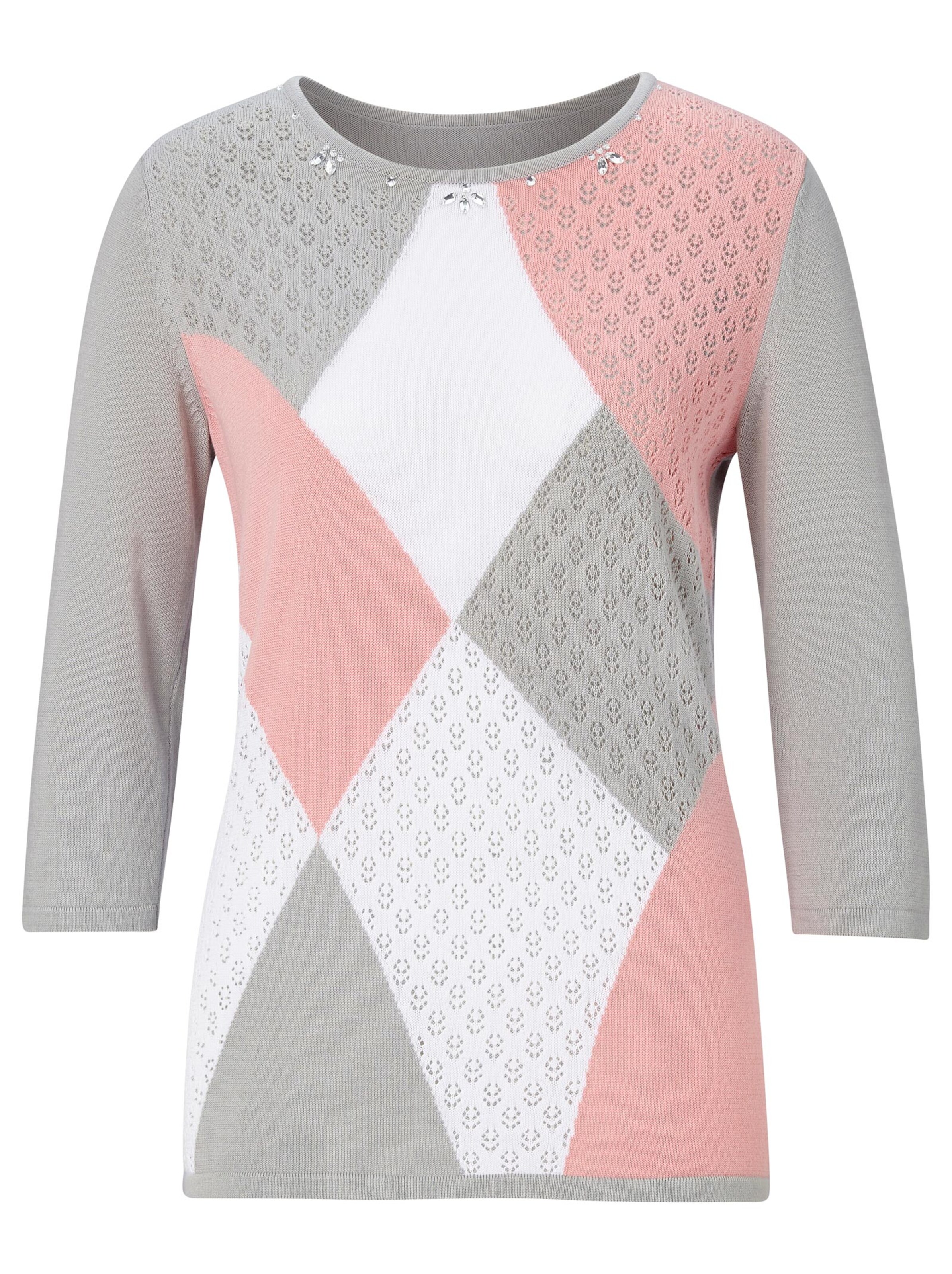 Pullover - rosé-grau-gemustert