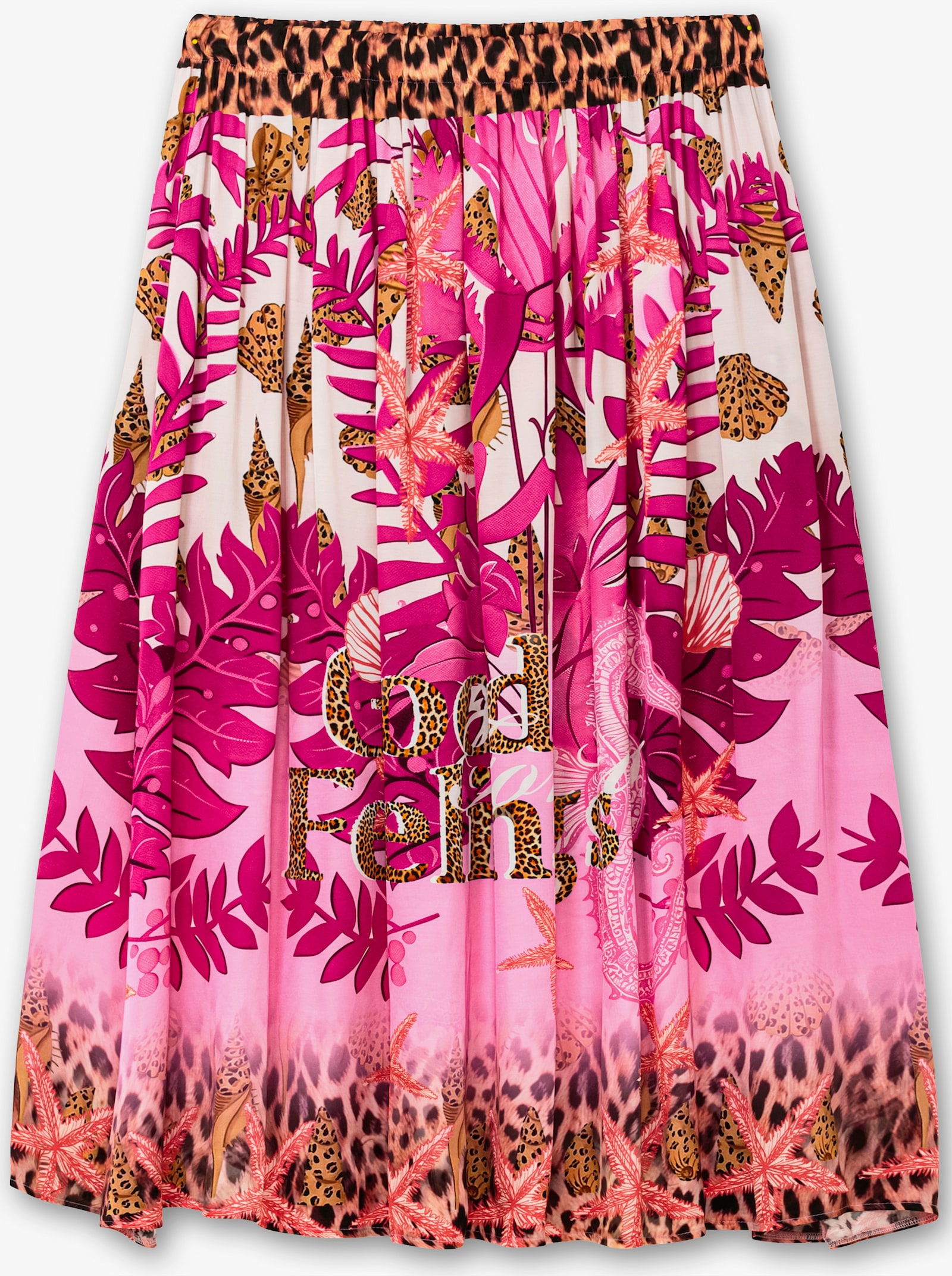 sheego loves miss goodlife Satinrock im Mustermix, mit Gummizugbund - pink gemustert