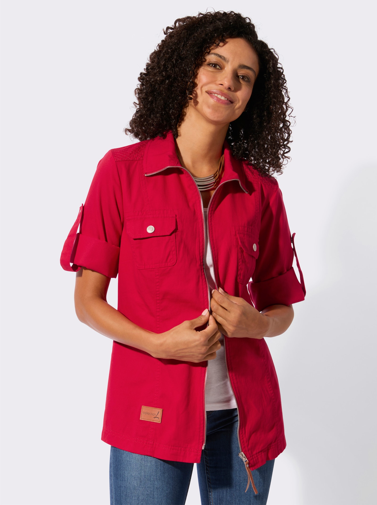 Blusenjacke mit Brust-Klappentaschen - rot