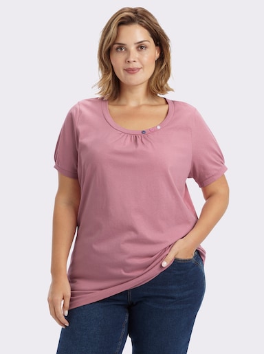 Longshirt mit gerafftem Ausschnitt - altrosa