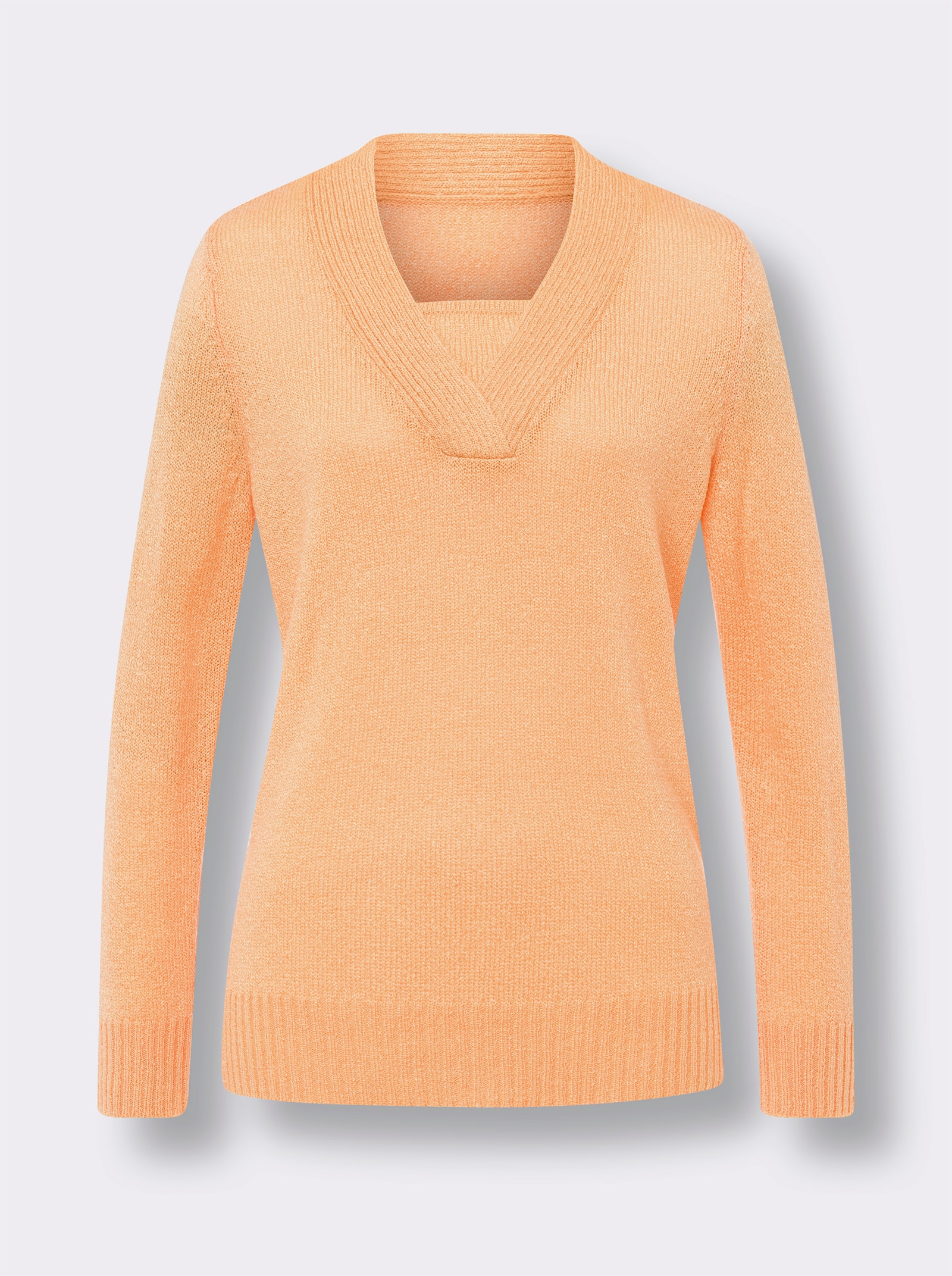 Svetr s dlouhým rukávem ve vzhledu 2 v 1 - meruňková