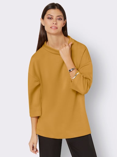 Rollkragenshirt mit Zierknöpfen im Rückteil - ocker