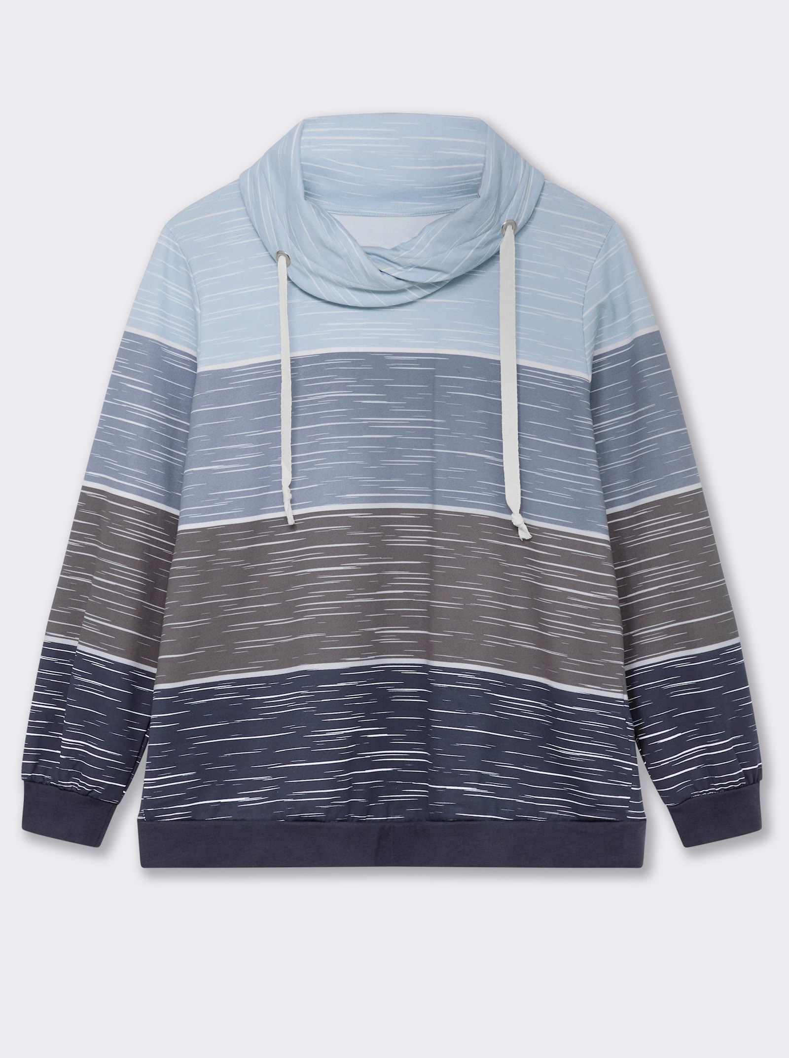 Sweatshirt mit überlappendem Rollkragen - marine-hellblau-bedruckt