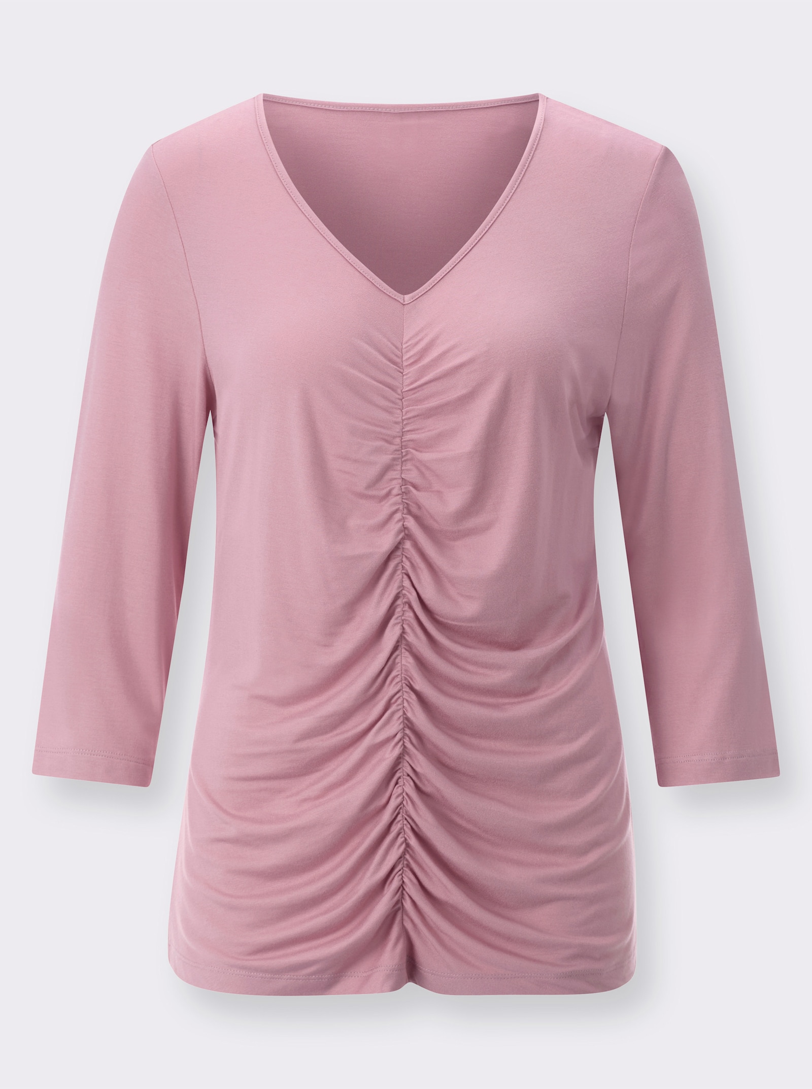 3/4-Arm-Shirt mit Raffung im Vorderteil - hortensie