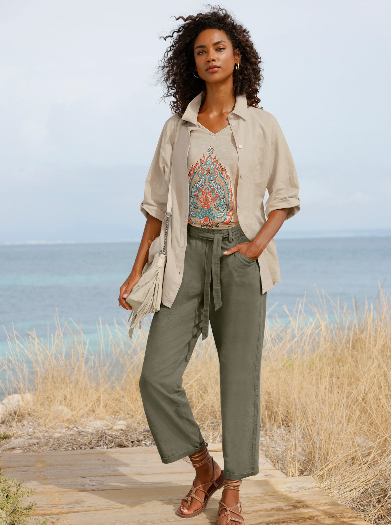 heine Schlupfhose mit Beinumschlag - khaki